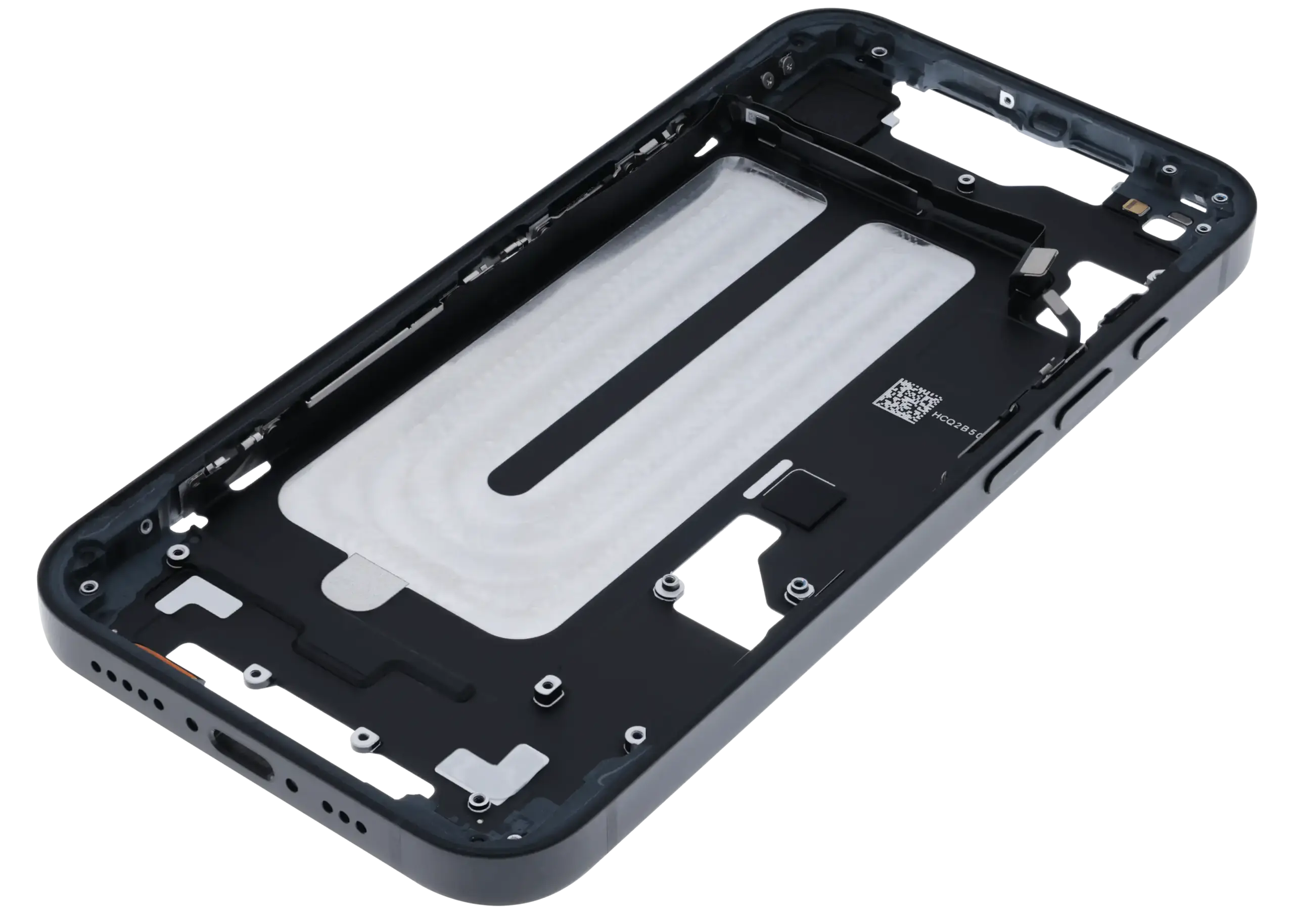Mittelrahmen mit Kleinteilen für iPhone 16e / 17e (US-Version) (ausgebautes Originalteil: Grade A) (Black (Schwarz)) – Bild 4