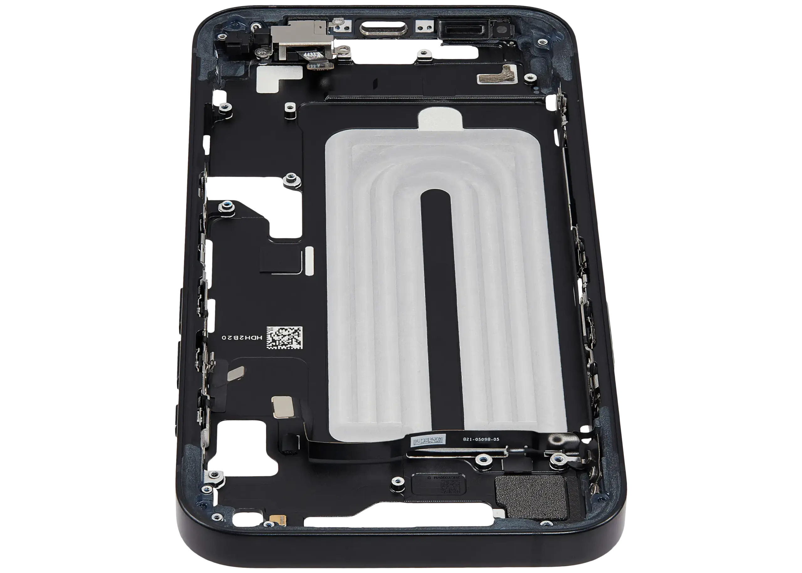 Mittelrahmen mit Kleinteilen für iPhone 16e / 17e (EU / globale Version) (ausgebautes Originalteil: Grade A) (Black (Schwarz)) – Bild 2