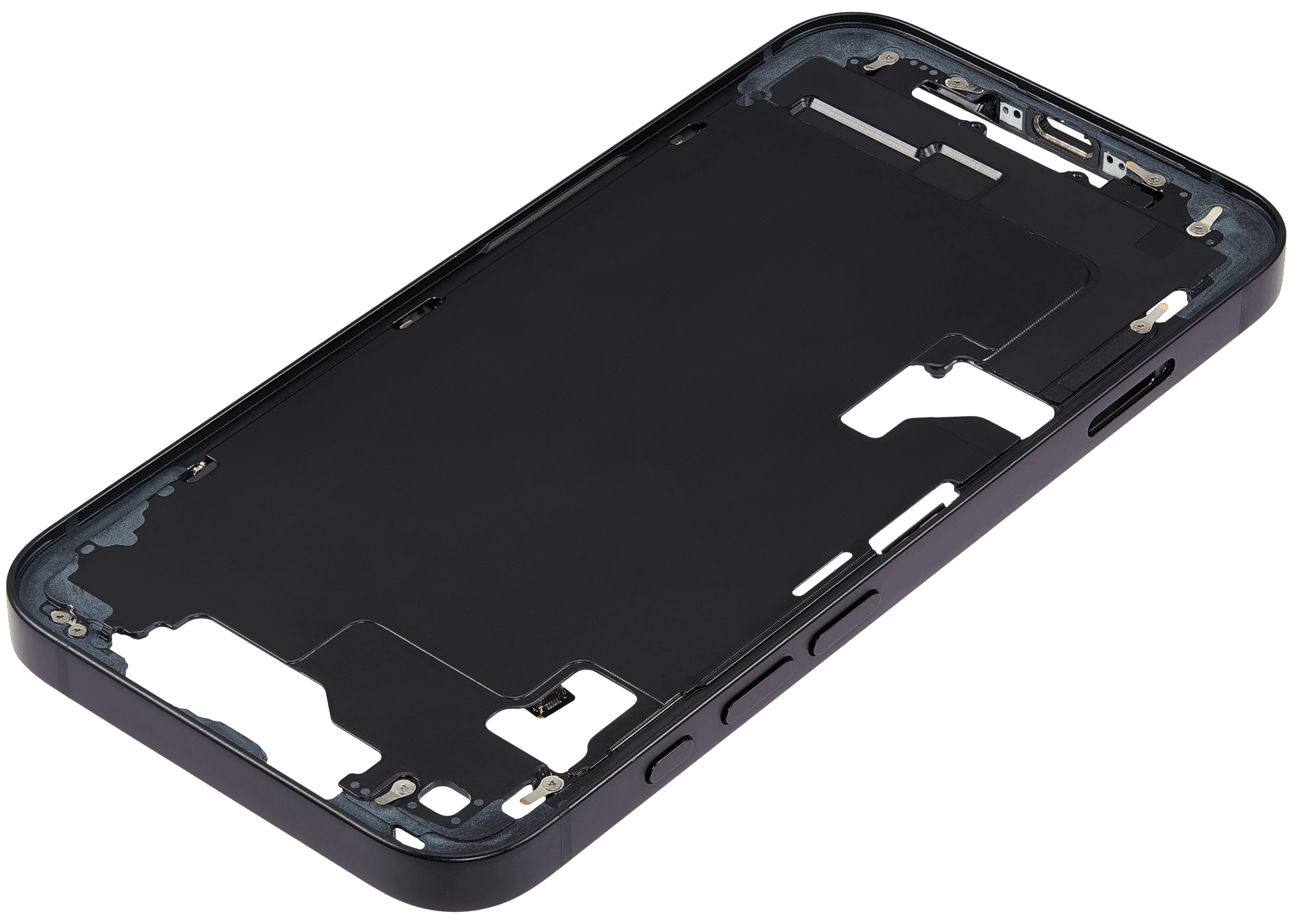 Mittelrahmen mit Kleinteilen für iPhone 16e / 17e (EU / globale Version) (ausgebautes Originalteil: Grade A) (Black (Schwarz)) – Bild 3