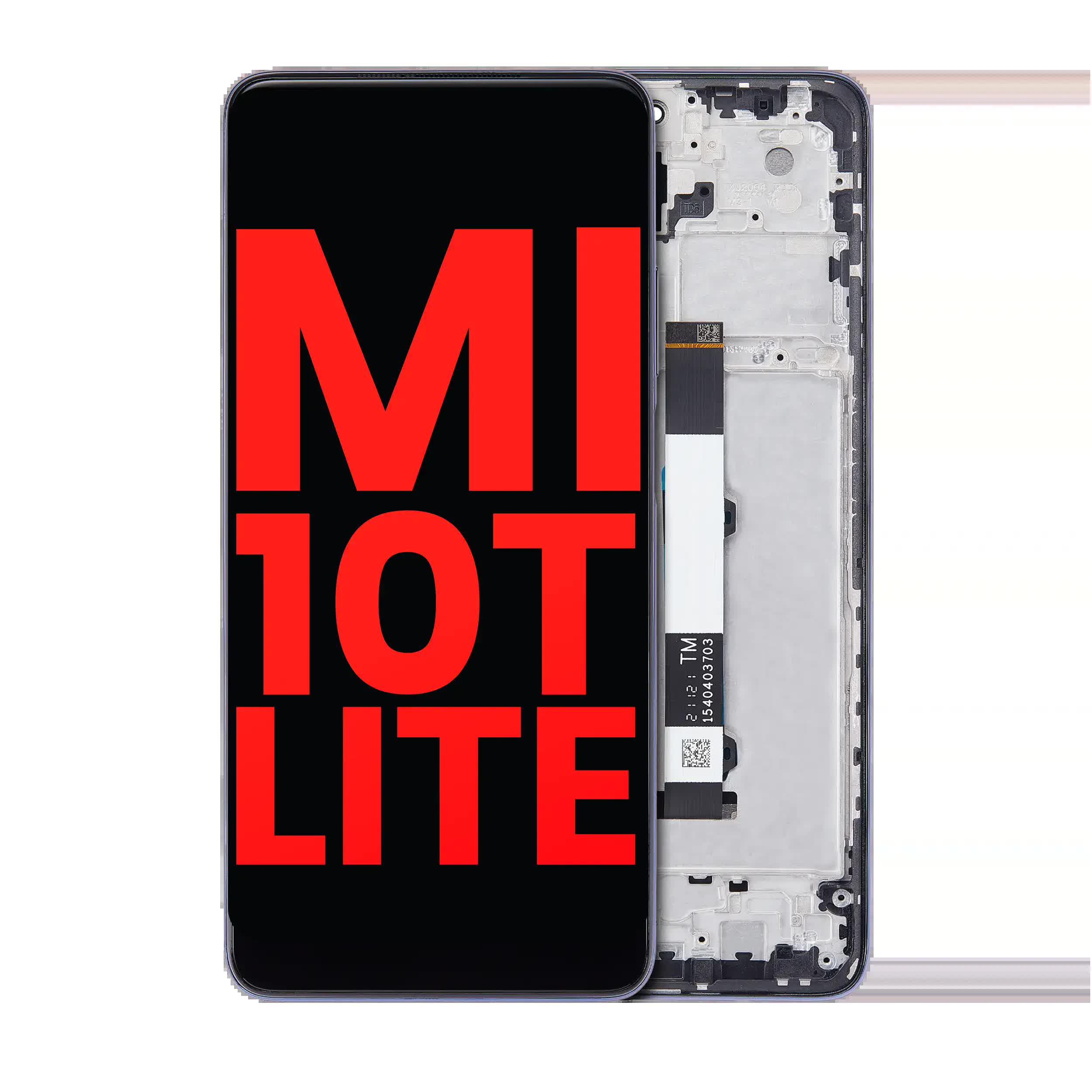 OLED Display mit Rahmen für Xiaomi Mi 10 Lite 5G (Aftermarket Plus) (Cosmic Gray (Grau))