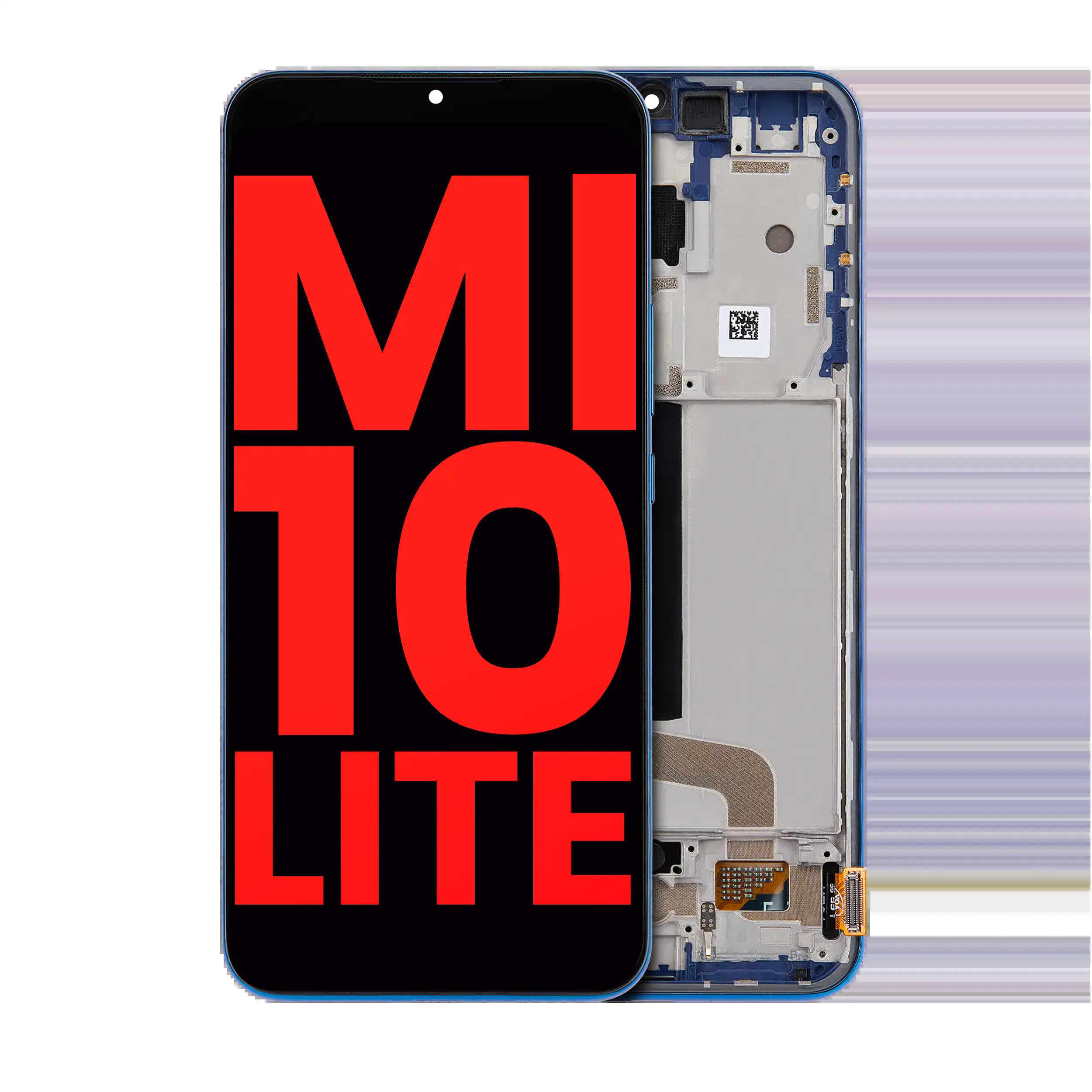 OLED Display mit Rahmen für Xiaomi Mi 10 Lite 5G (Aftermarket Plus) (Aurora Blue)