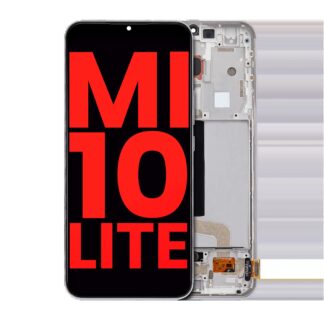 OLED Display mit Rahmen für Xiaomi Mi 10 Lite 5G (Aftermarket Plus) (Dream White)
