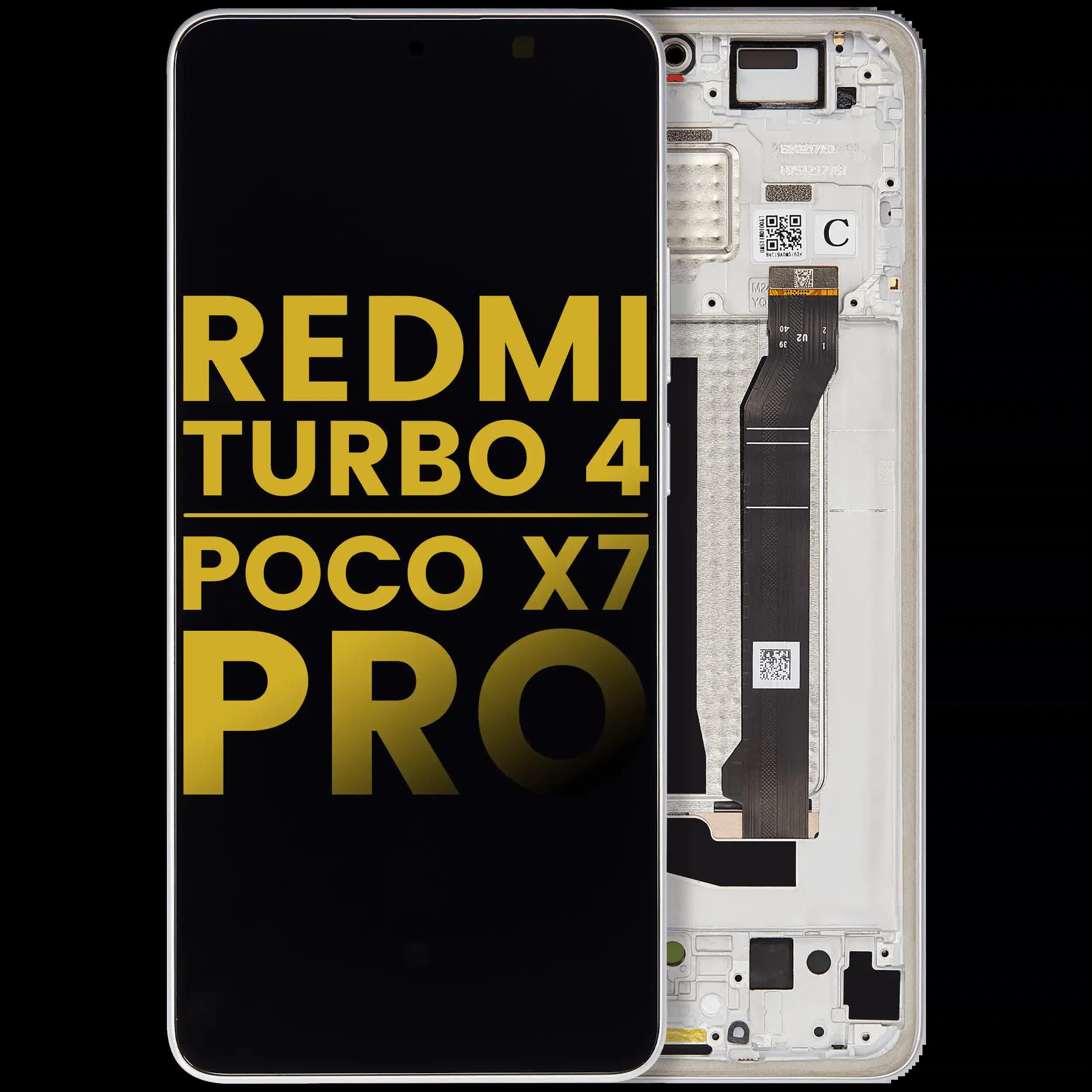 OLED Display mit Rahmen für Xiaomi Redmi Turbo 4 / Xiaomi Poco X7 Pro (professionell aufgearbeitet) (White (Weiß))