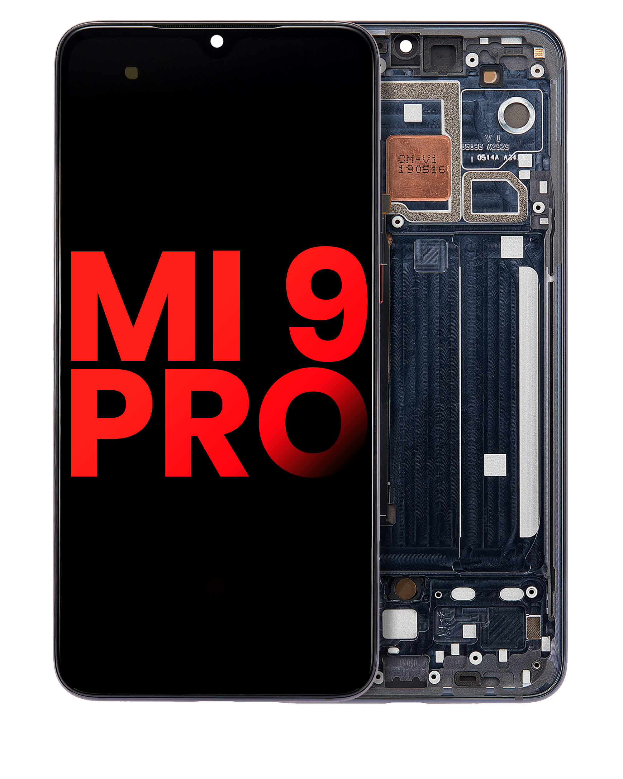 OLED Display mit Rahmen für Xiaomi Mi 9 Pro (Aftermarket Plus) (Titanium Black)