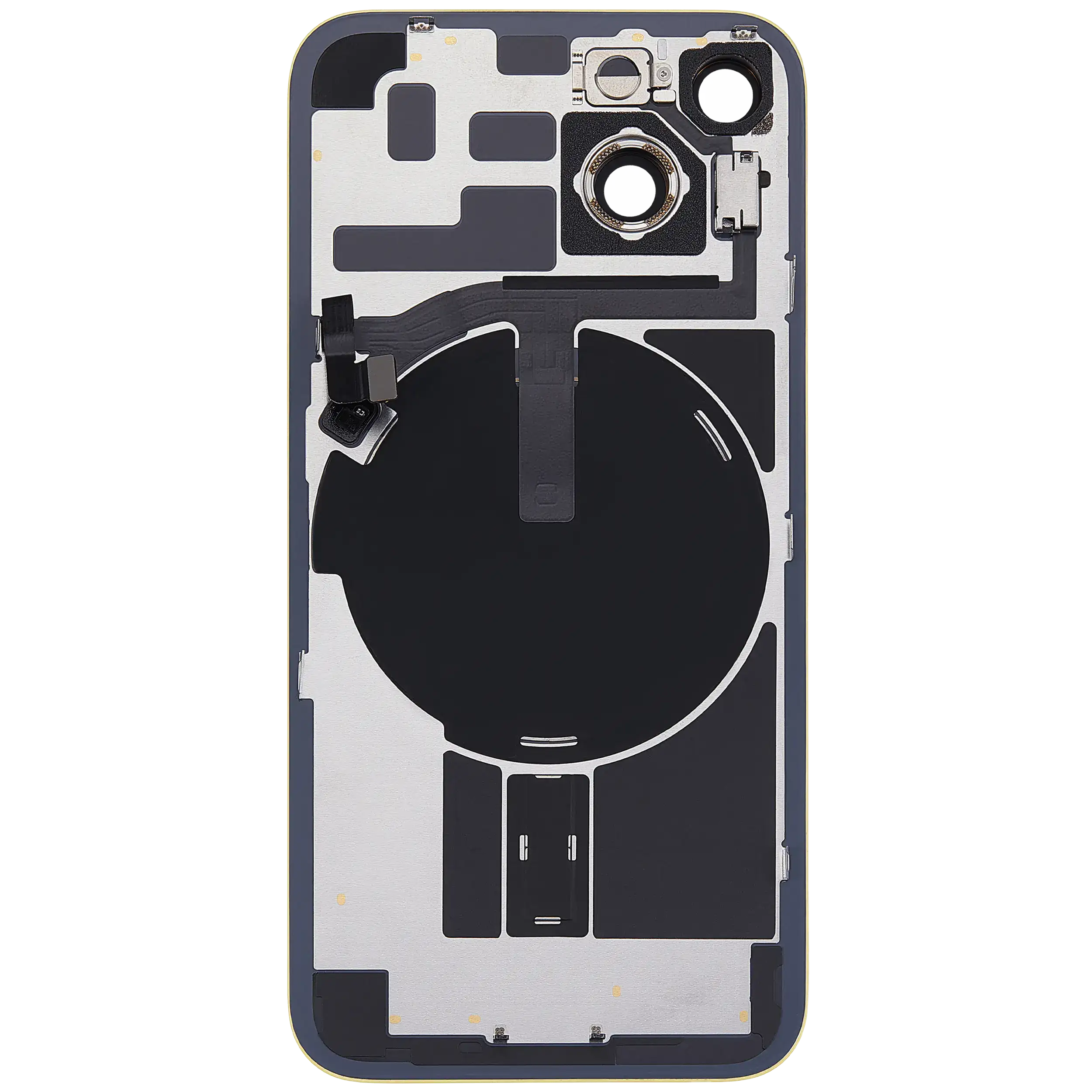 Rückglas mit MagSafe Magnet & NFC & Taschenlampen-Flexkabel für iPhone 14 (ausgebautes Originalteil: Grade B) (Yellow) – Bild 4