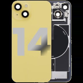 Rückglas mit MagSafe Magnet & NFC & Taschenlampen-Flexkabel für iPhone 14 (ausgebautes Originalteil: Grade B) (Yellow)