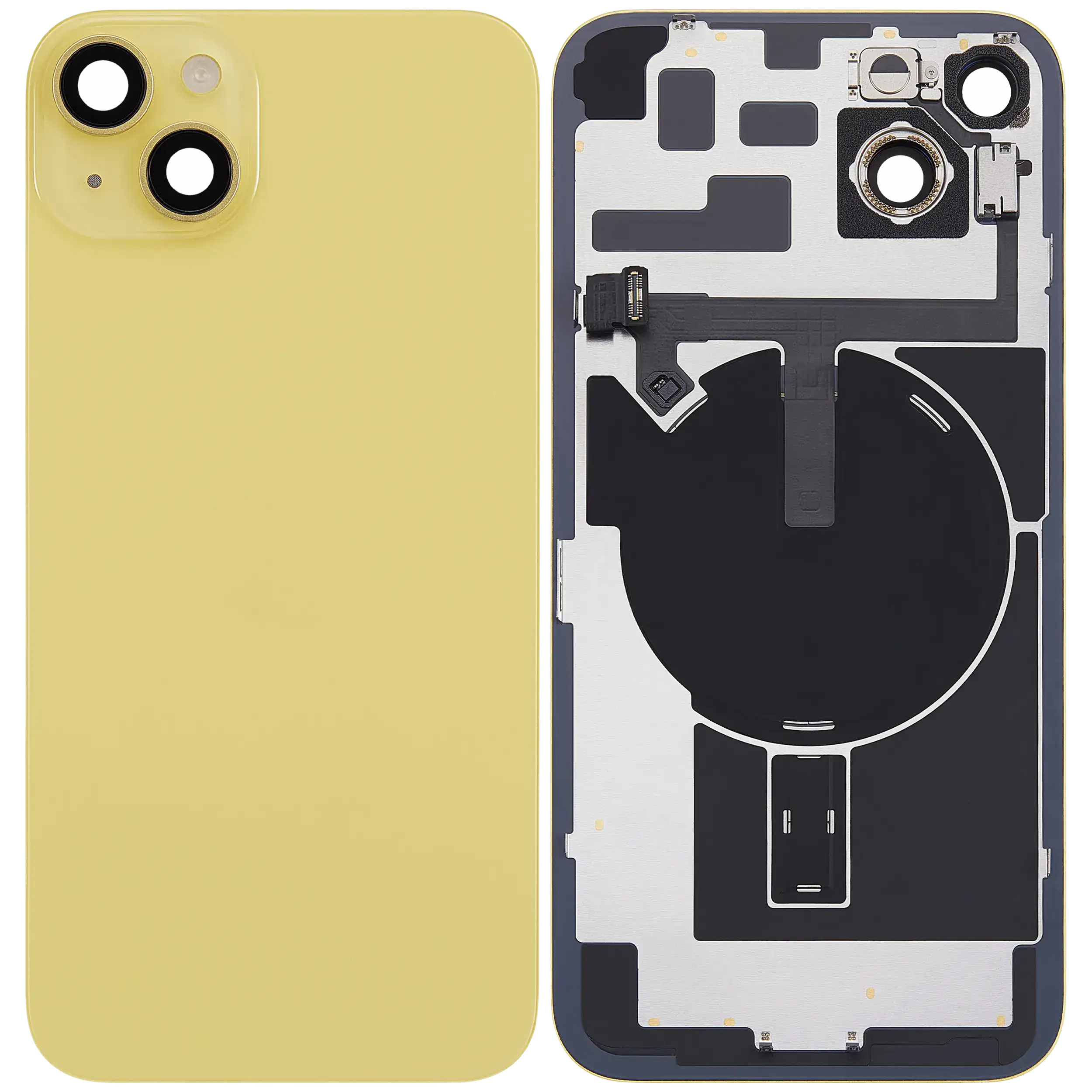 Rückglas mit MagSafe Magnet & NFC & Taschenlampen-Flexkabel für iPhone 14 Plus (ausgebautes Originalteil: Grade B) (Yellow) – Bild 2