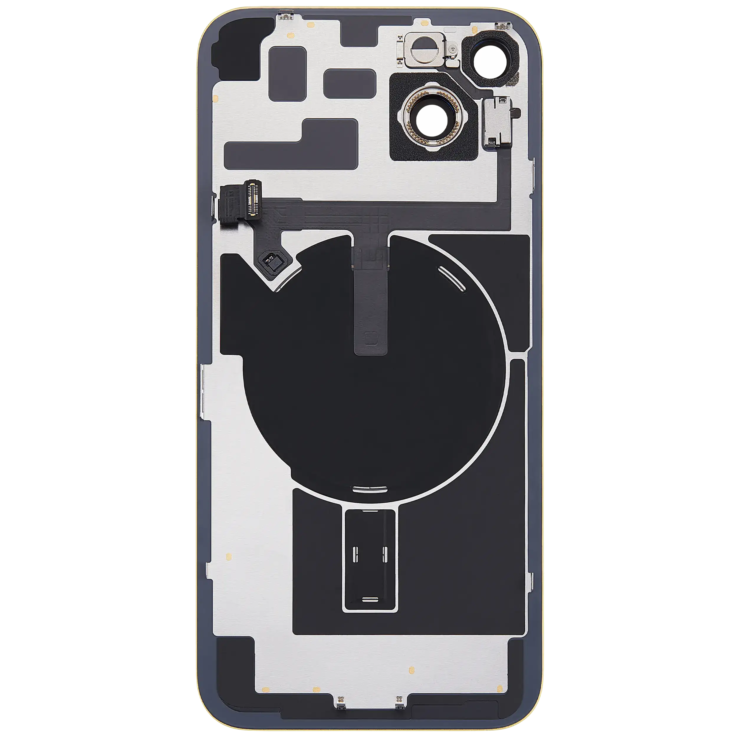 Rückglas mit MagSafe Magnet & NFC & Taschenlampen-Flexkabel für iPhone 14 Plus (ausgebautes Originalteil: Grade B) (Yellow) – Bild 4