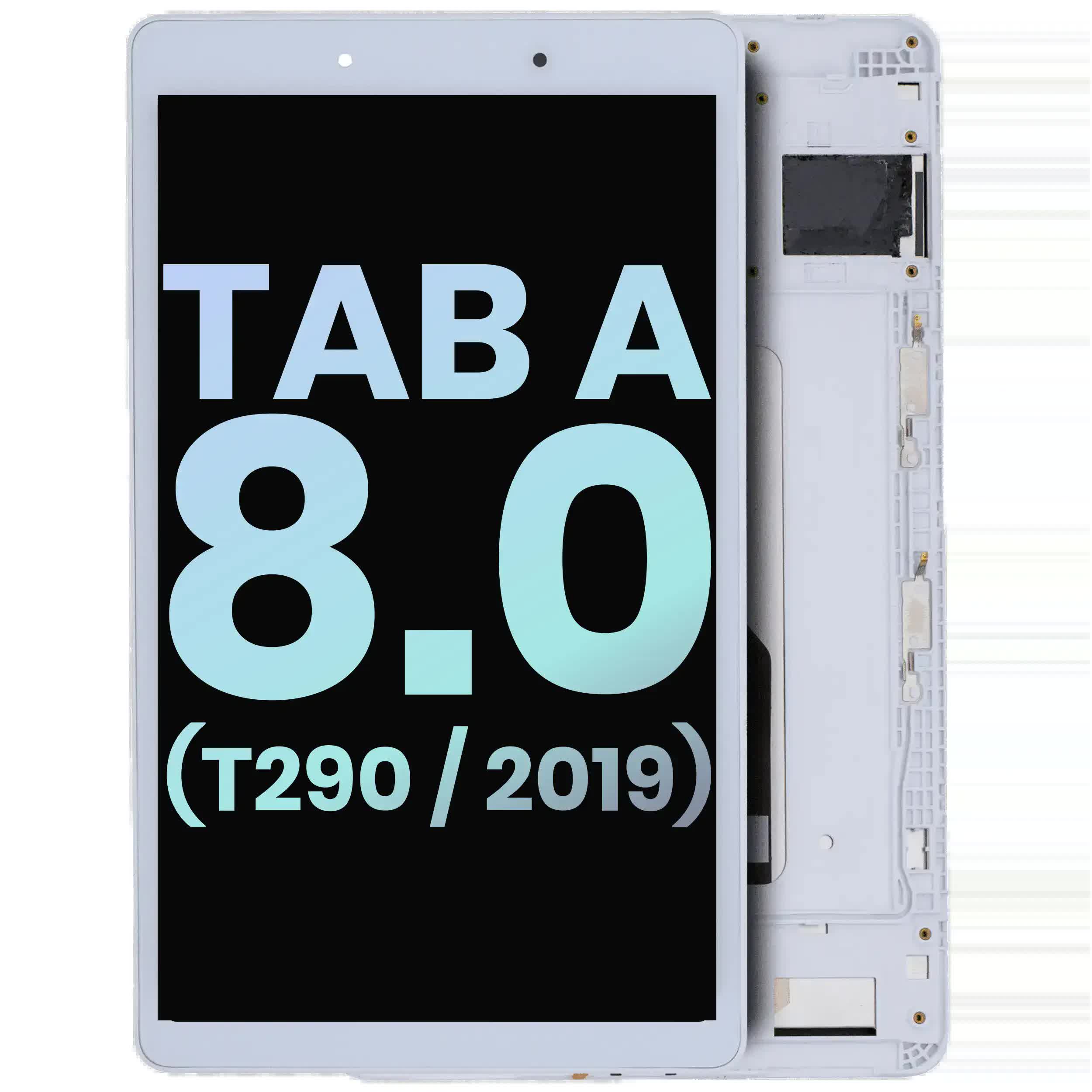 LCD Display mit Rahmen für Samsung Galaxy Tab A 8.0" (T290) (2019) (WiFi Version) (Service Pack) (White (Weiß))