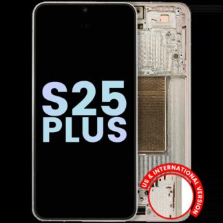 OLED Display mit Rahmen für Samsung Galaxy S25 Plus 5G (US & International Version) (Service Pack) (Pink Gold)