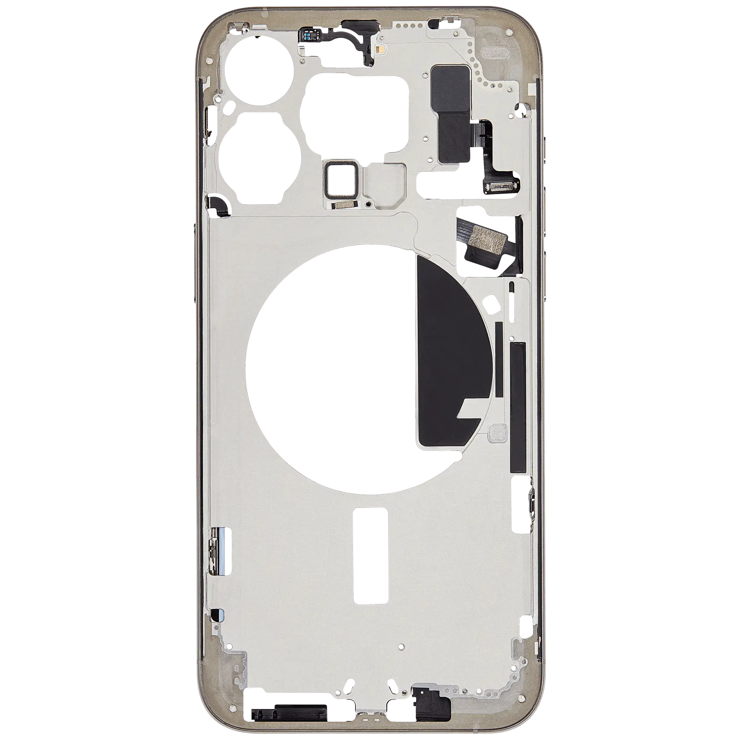 Mittelrahmen mit Kleinteilen für iPhone 15 Pro Max (EU / globale Version) (ausgebautes Originalteil: Grade B) (Natural Titanium) – Bild 3
