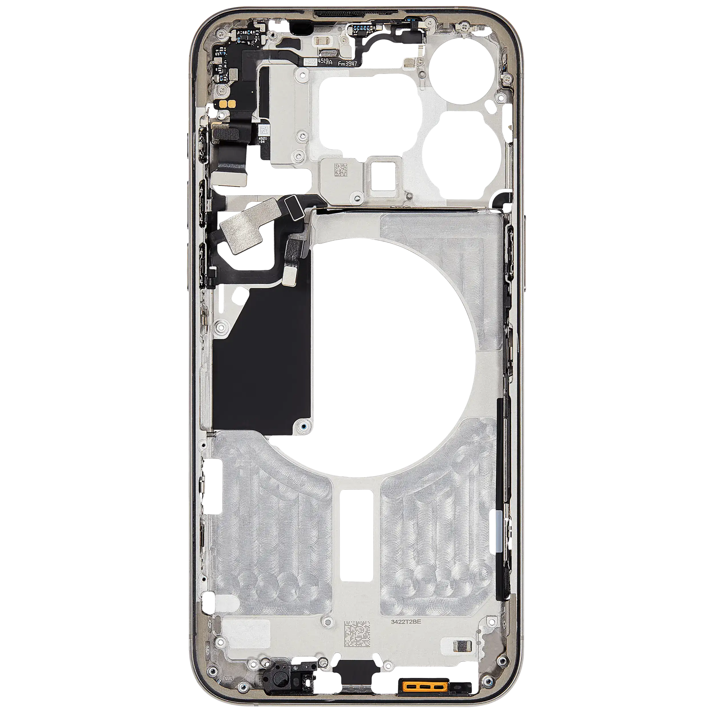 Mittelrahmen mit Kleinteilen für iPhone 15 Pro Max (EU / globale Version) (ausgebautes Originalteil: Grade B) (Natural Titanium) – Bild 4