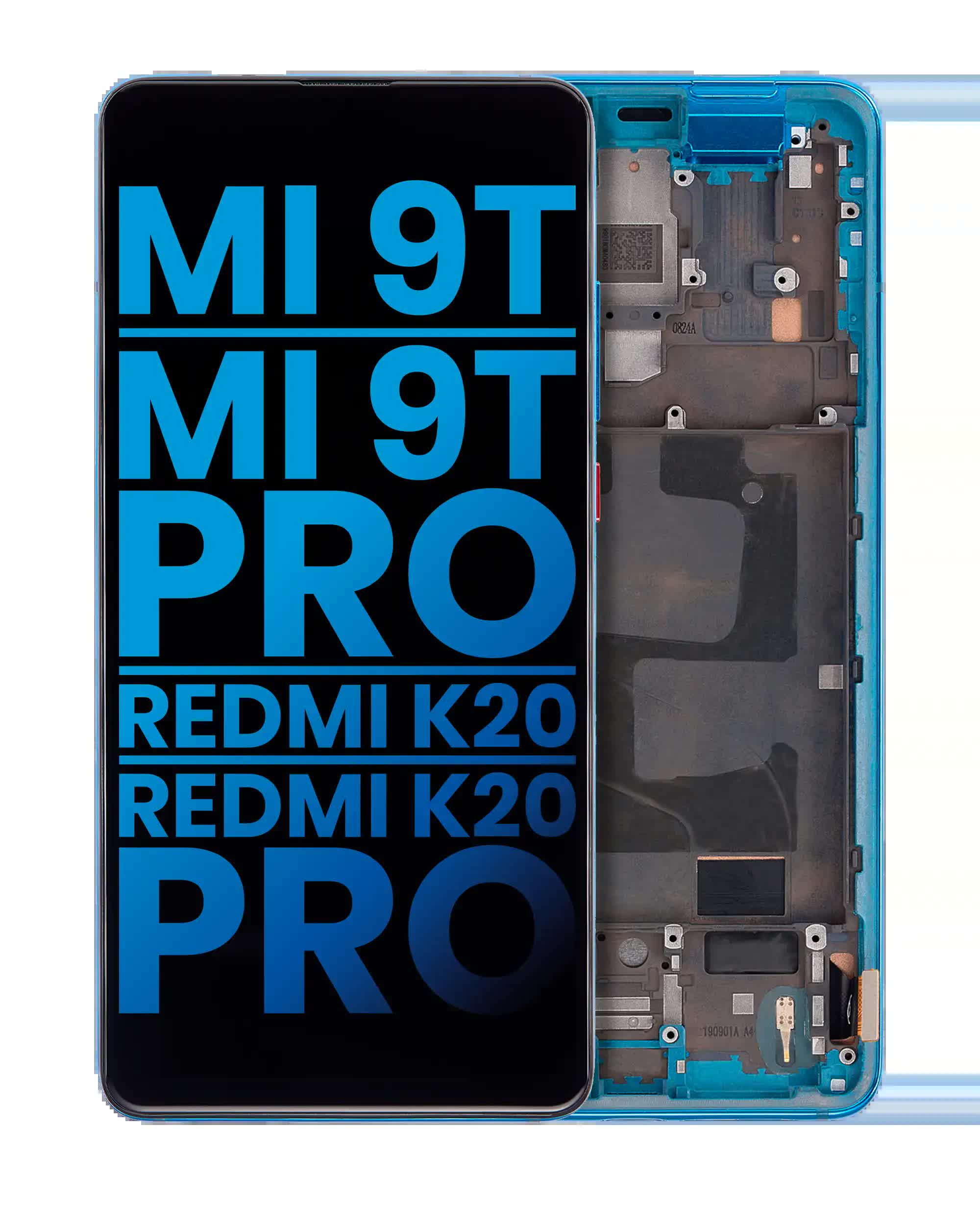 LCD Display mit Rahmen für Xiaomi Mi 9T / 9T Pro / K20 / K20 Pro (Aftermarket: Incell) (Glacier Blue)