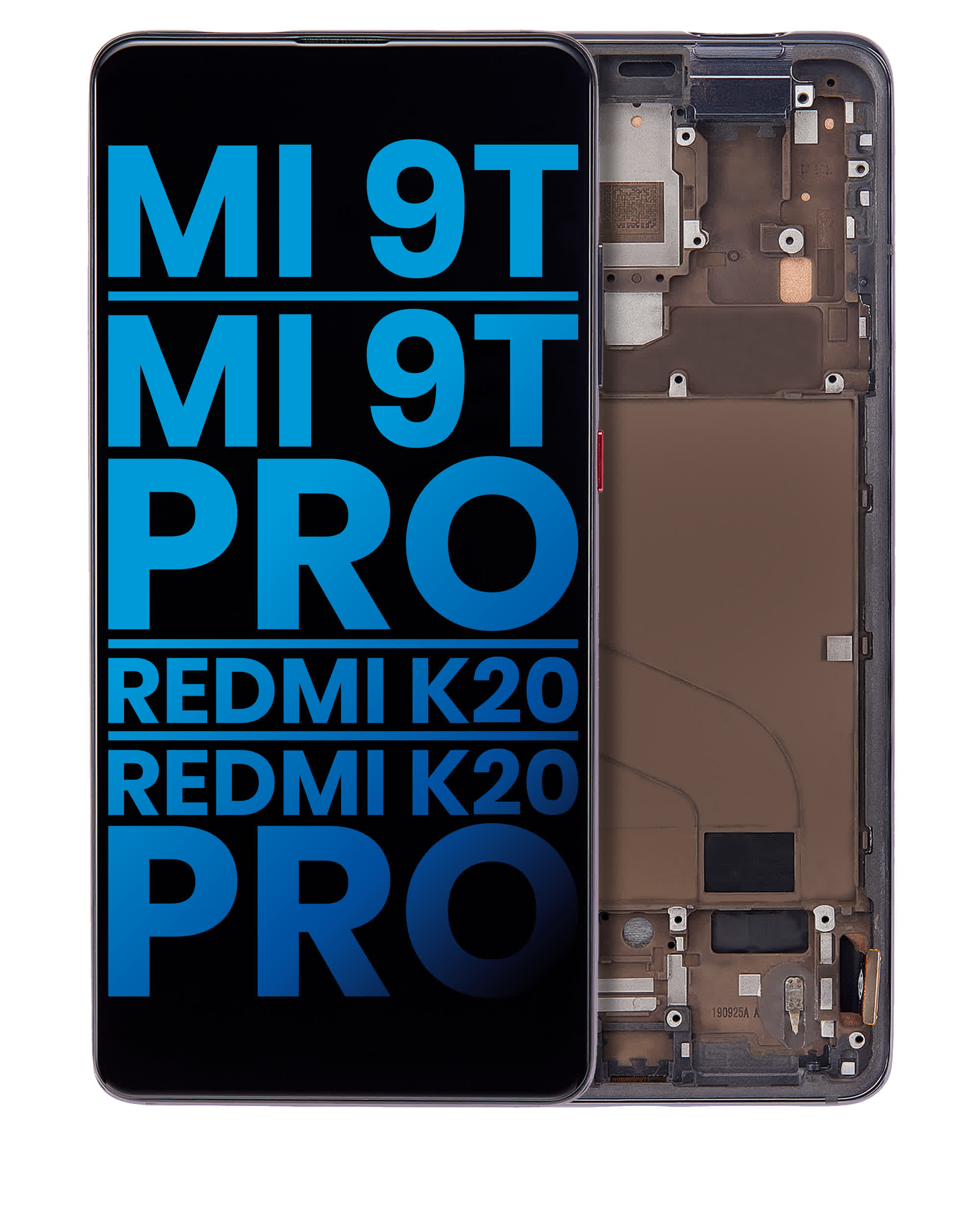 LCD Display mit Rahmen für Xiaomi Mi 9T / 9T Pro / K20 / K20 Pro (Aftermarket: Incell) (Carbon Black)