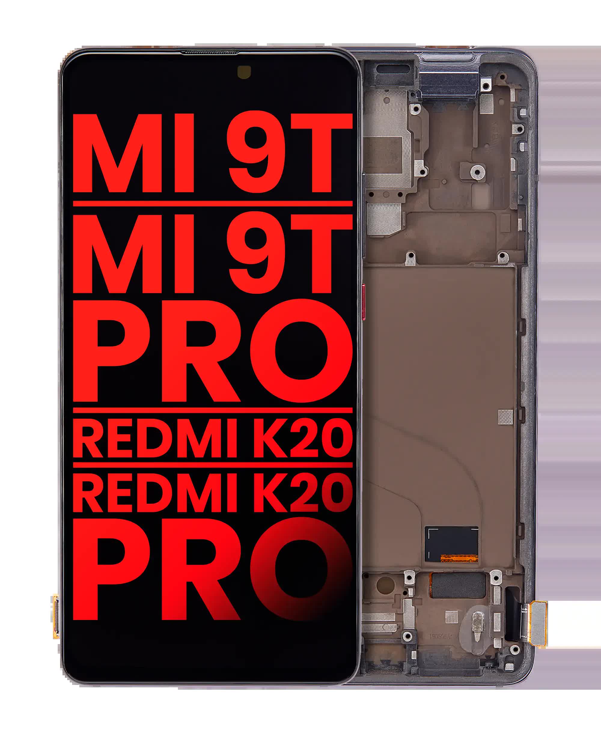 OLED Display mit Rahmen für Xiaomi Mi 9T / 9T Pro / K20 / K20 Pro (Aftermarket Plus) (Carbon Black)