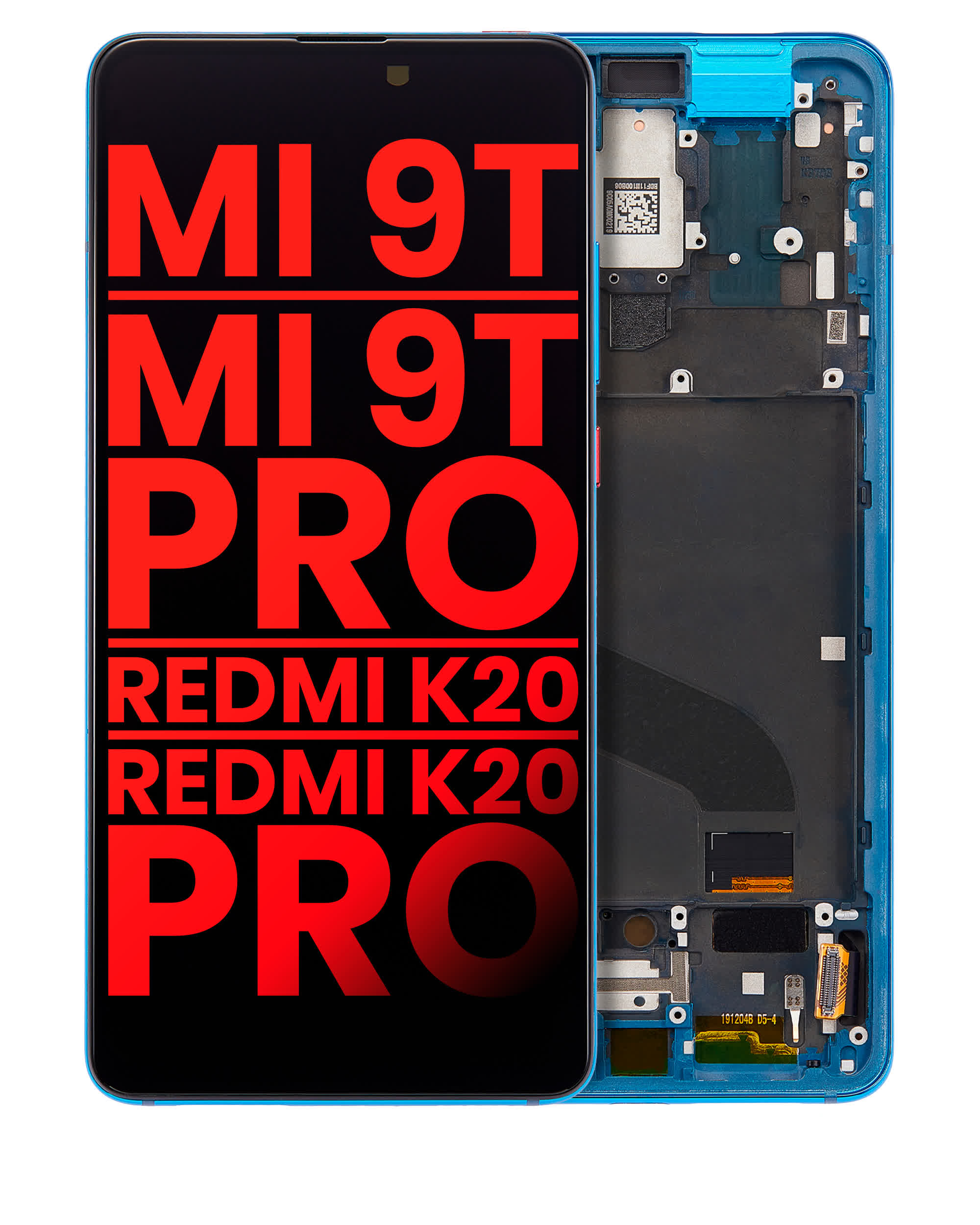 OLED Display mit Rahmen für Xiaomi Mi 9T / 9T Pro / K20 / K20 Pro (Aftermarket Plus) (Glacier Blue)