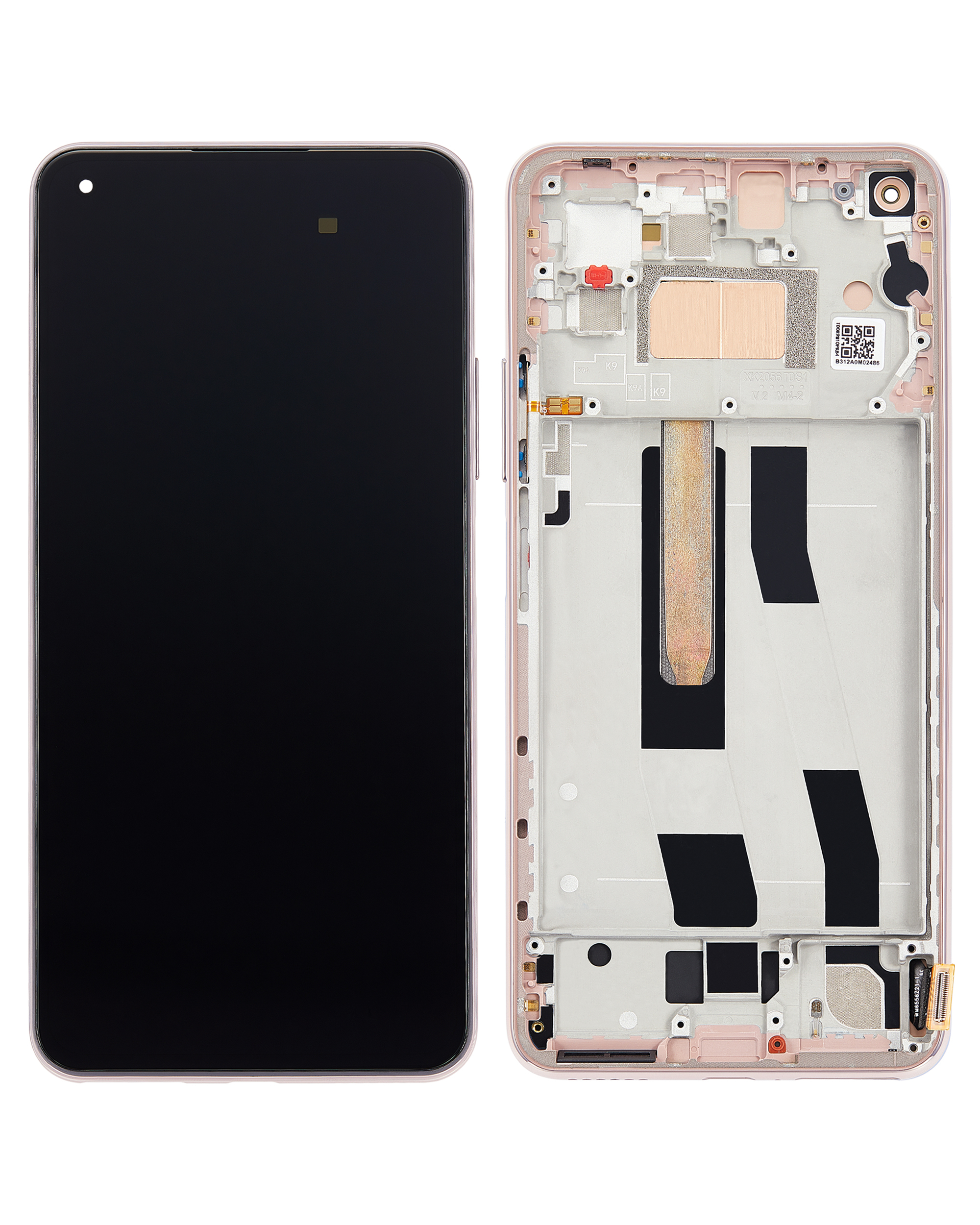OLED Display mit Rahmen für Xiaomi Mi 11 Lite / Xiaomi Mi 11 Lite 5G (Aftermarket Plus) (Peach Pink (Rosa)) – Bild 2
