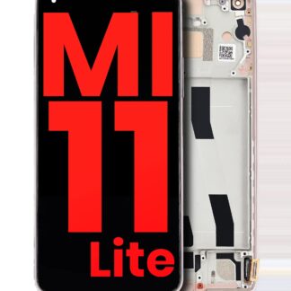 OLED Display mit Rahmen für Xiaomi Mi 11 Lite / Xiaomi Mi 11 Lite 5G (Aftermarket Plus) (Peach Pink (Rosa))