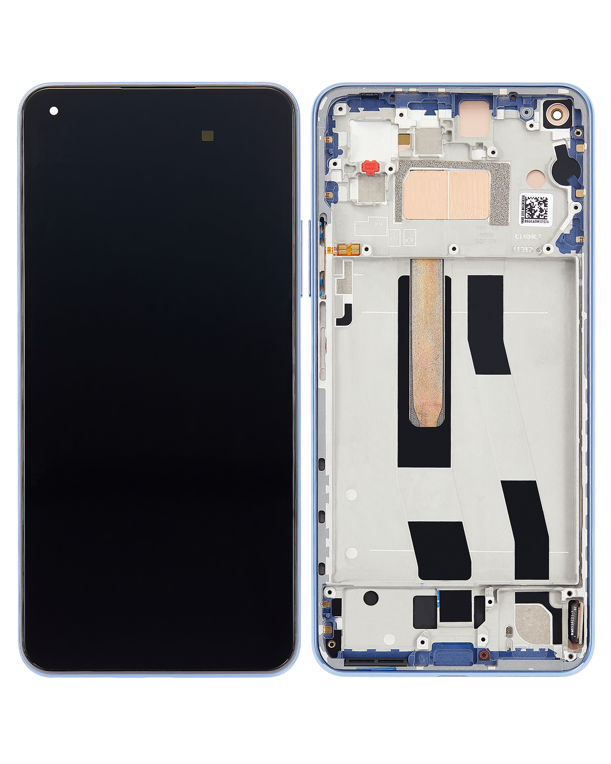 OLED Display mit Rahmen für Xiaomi Mi 11 Lite / Xiaomi Mi 11 Lite 5G (Aftermarket Plus) (Bubblegum Blue (Blau)) – Bild 2