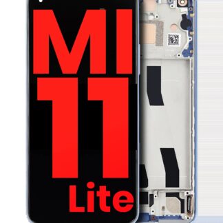 OLED Display mit Rahmen für Xiaomi Mi 11 Lite / Xiaomi Mi 11 Lite 5G (Aftermarket Plus) (Bubblegum Blue (Blau))