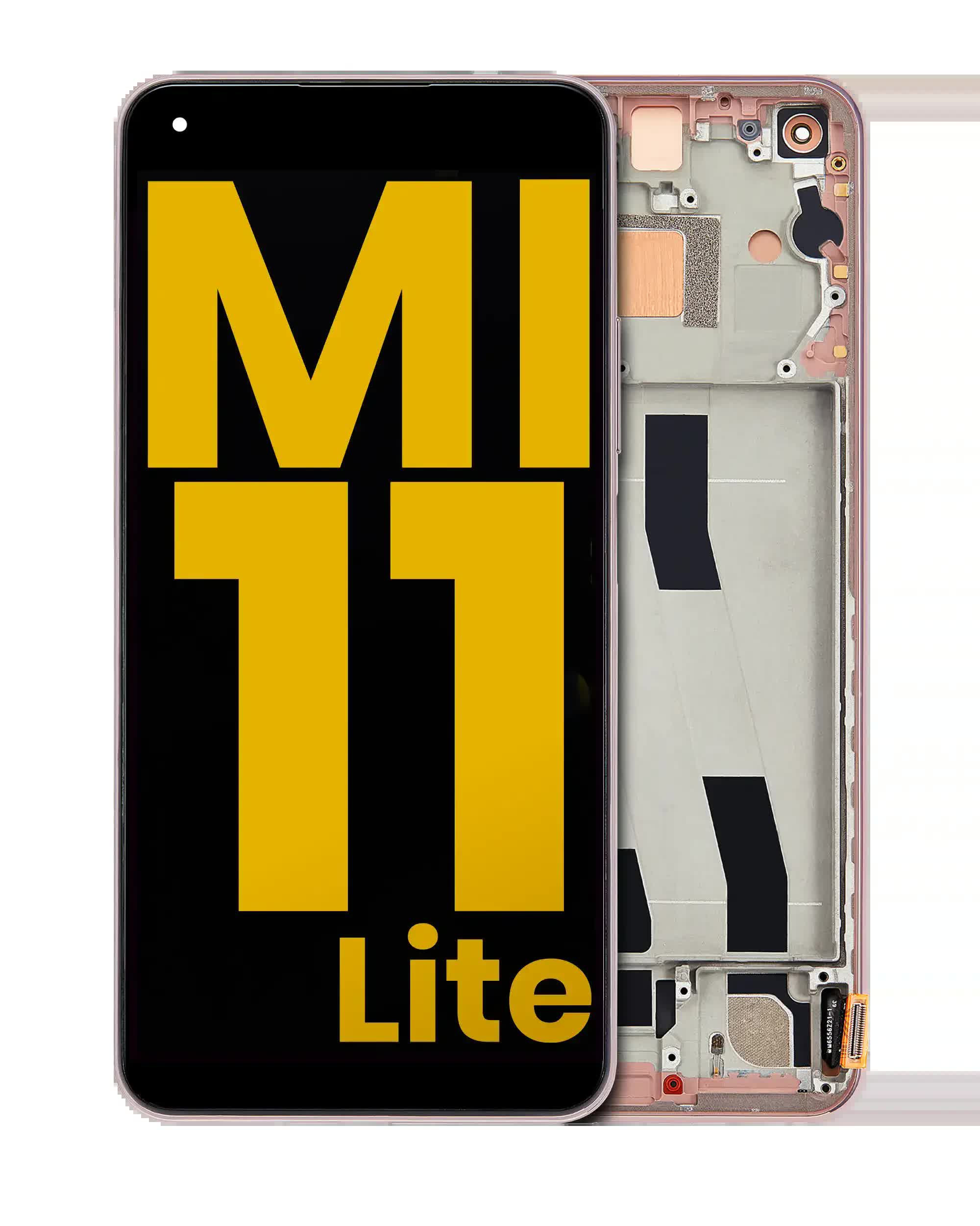 OLED Display mit Rahmen für Xiaomi Mi 11 Lite / Xiaomi Mi 11 Lite 5G (professionell aufgearbeitet) (Peach Pink (Rosa))