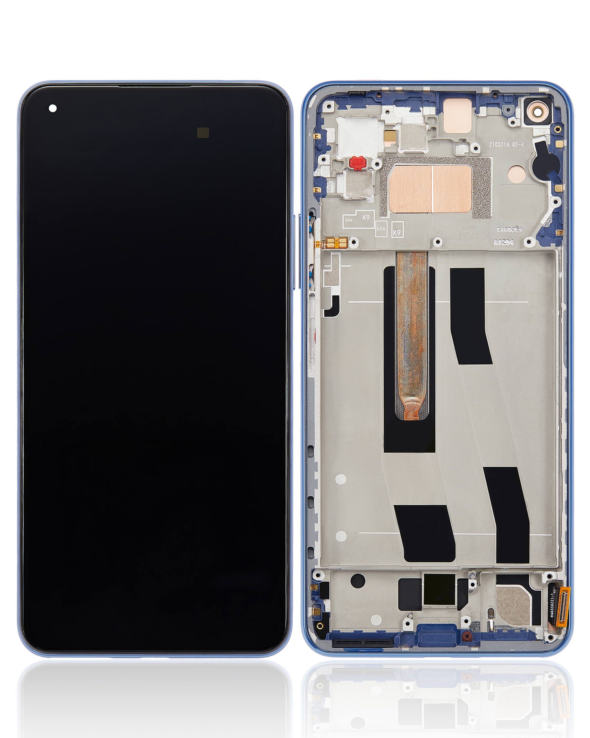 OLED Display mit Rahmen für Xiaomi Mi 11 Lite / Xiaomi Mi 11 Lite 5G (professionell aufgearbeitet) (Bubblegum Blue (Blau)) – Bild 2