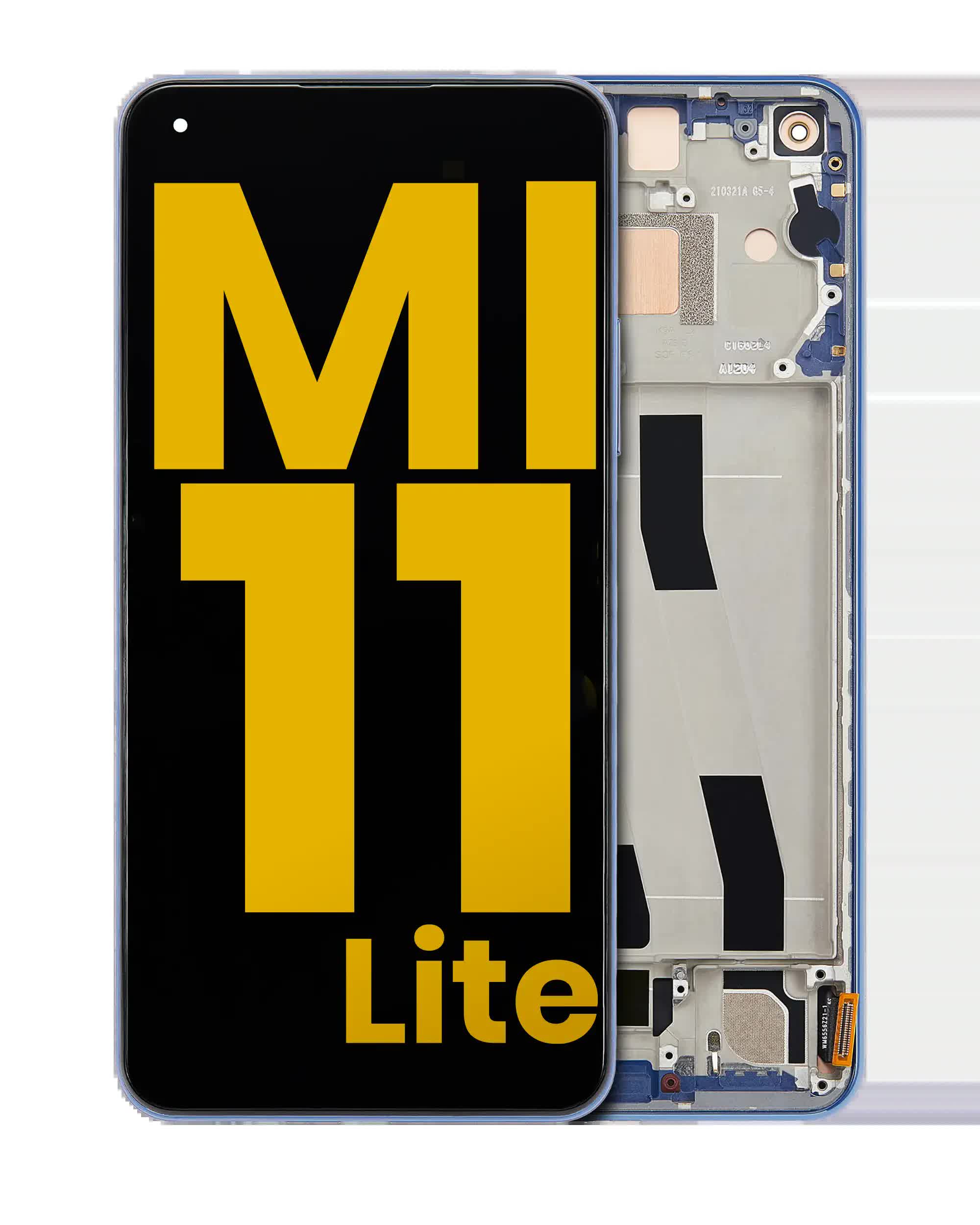 OLED Display mit Rahmen für Xiaomi Mi 11 Lite / Xiaomi Mi 11 Lite 5G (professionell aufgearbeitet) (Bubblegum Blue (Blau))