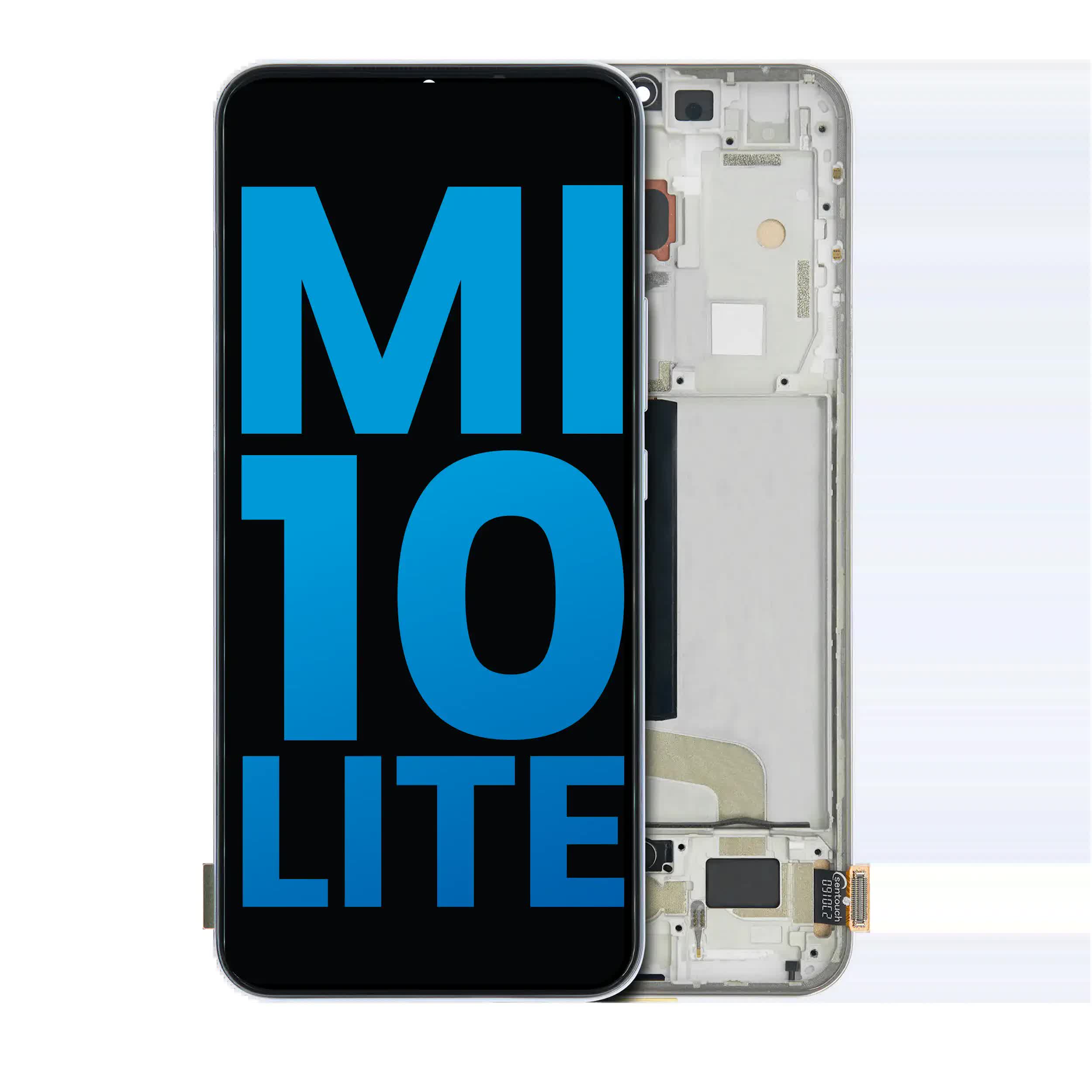 LCD Display mit Rahmen für Xiaomi Mi 10 Lite 5G (Aftermarket: Incell) (Dream White)