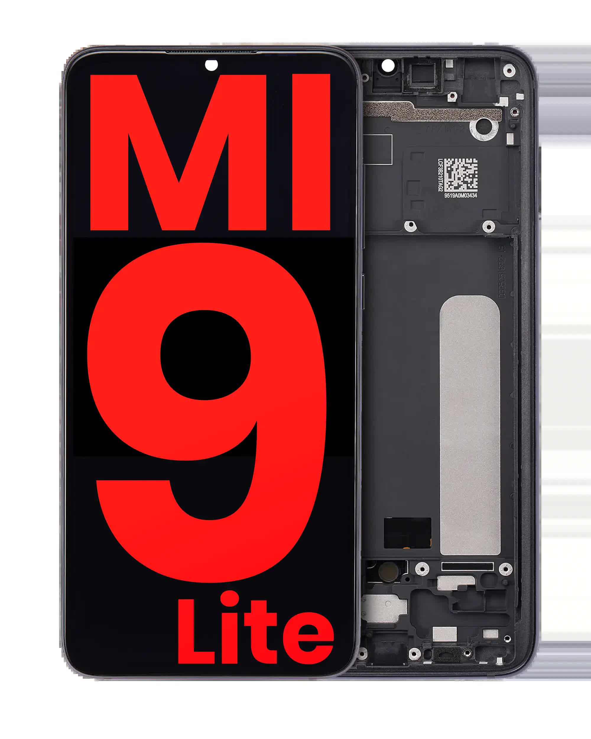 OLED Display mit Rahmen für Xiaomi Mi 9 Lite (Aftermarket Plus) (Onyx Gray)