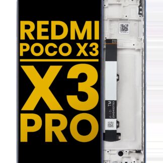 LCD Display mit Rahmen für Xiaomi Redmi Poco X3 / X3 Pro / POCO X3 NFC (professionell aufgearbeitet) (Frost Blue (Blau))