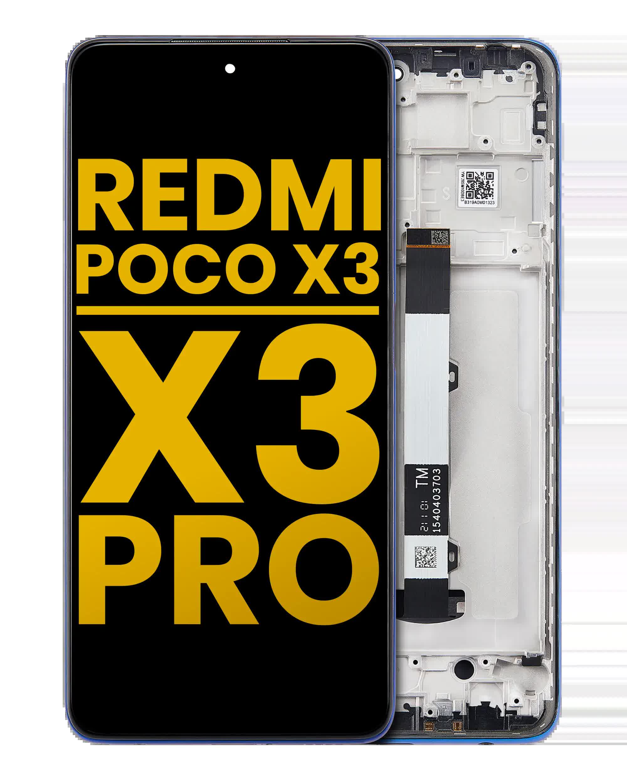LCD Display mit Rahmen für Xiaomi Redmi Poco X3 / X3 Pro / POCO X3 NFC (professionell aufgearbeitet) (Frost Blue (Blau))