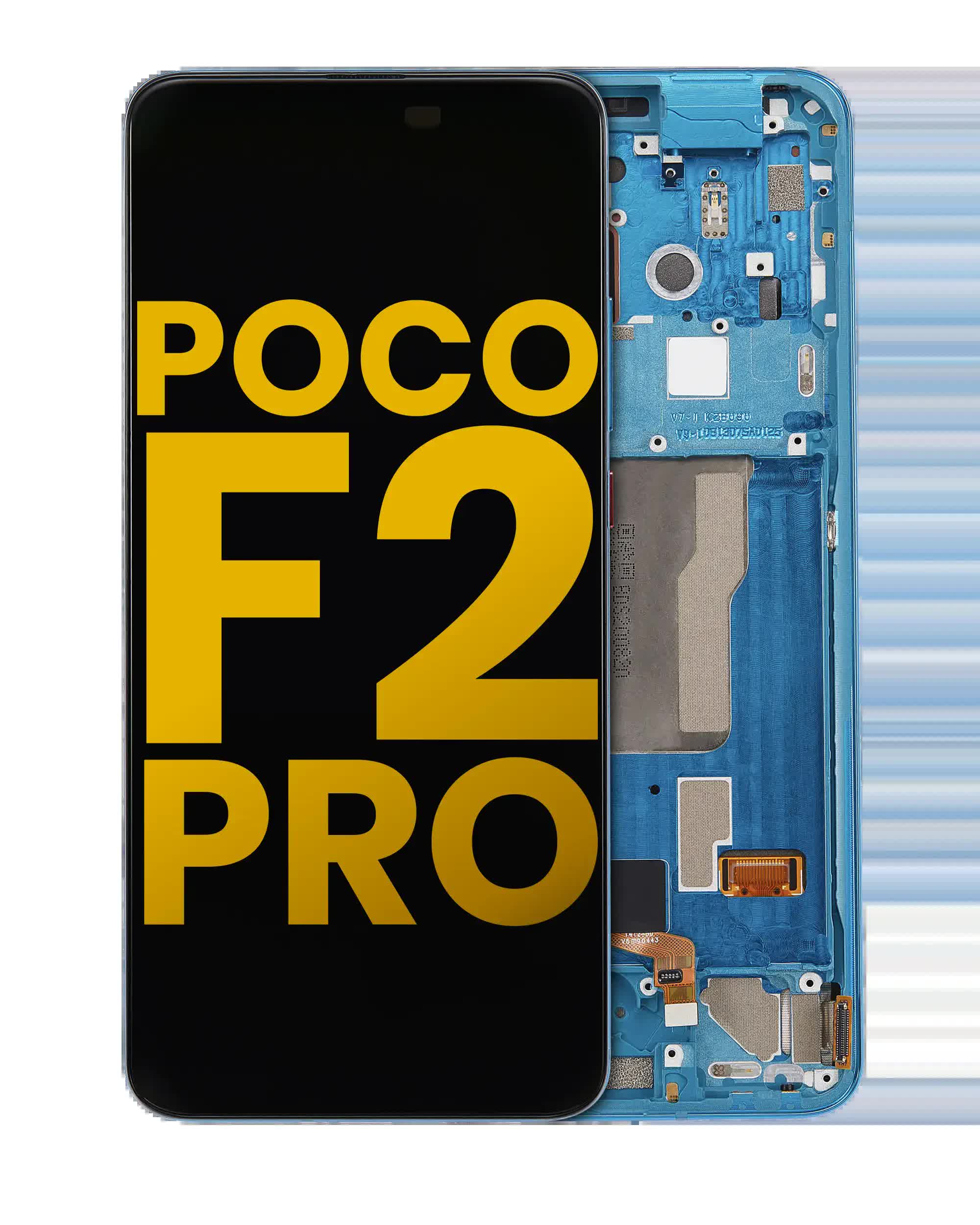 OLED Display mit Rahmen für Xiaomi Poco F2 Pro / Redmi K30 Pro (professionell aufgearbeitet) (Neon Blue)