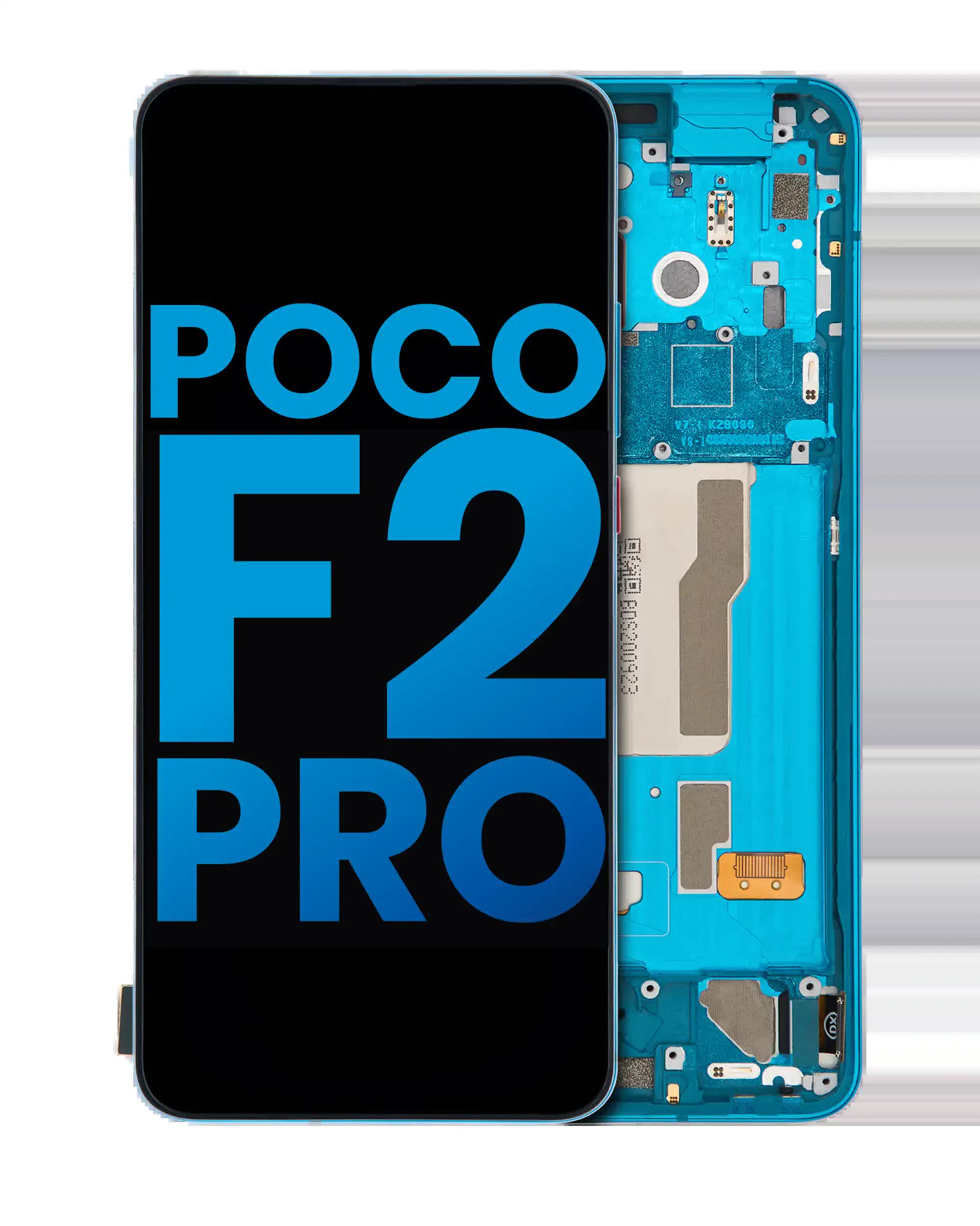 LCD Display mit Rahmen für Xiaomi Poco F2 Pro / Redmi K30 Pro (Aftermarket: Incell) (Neon Blue)