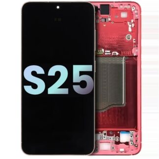 OLED Display mit Rahmen für Samsung Galaxy S25 5G (US & International) (Service Pack) (Coral Red)