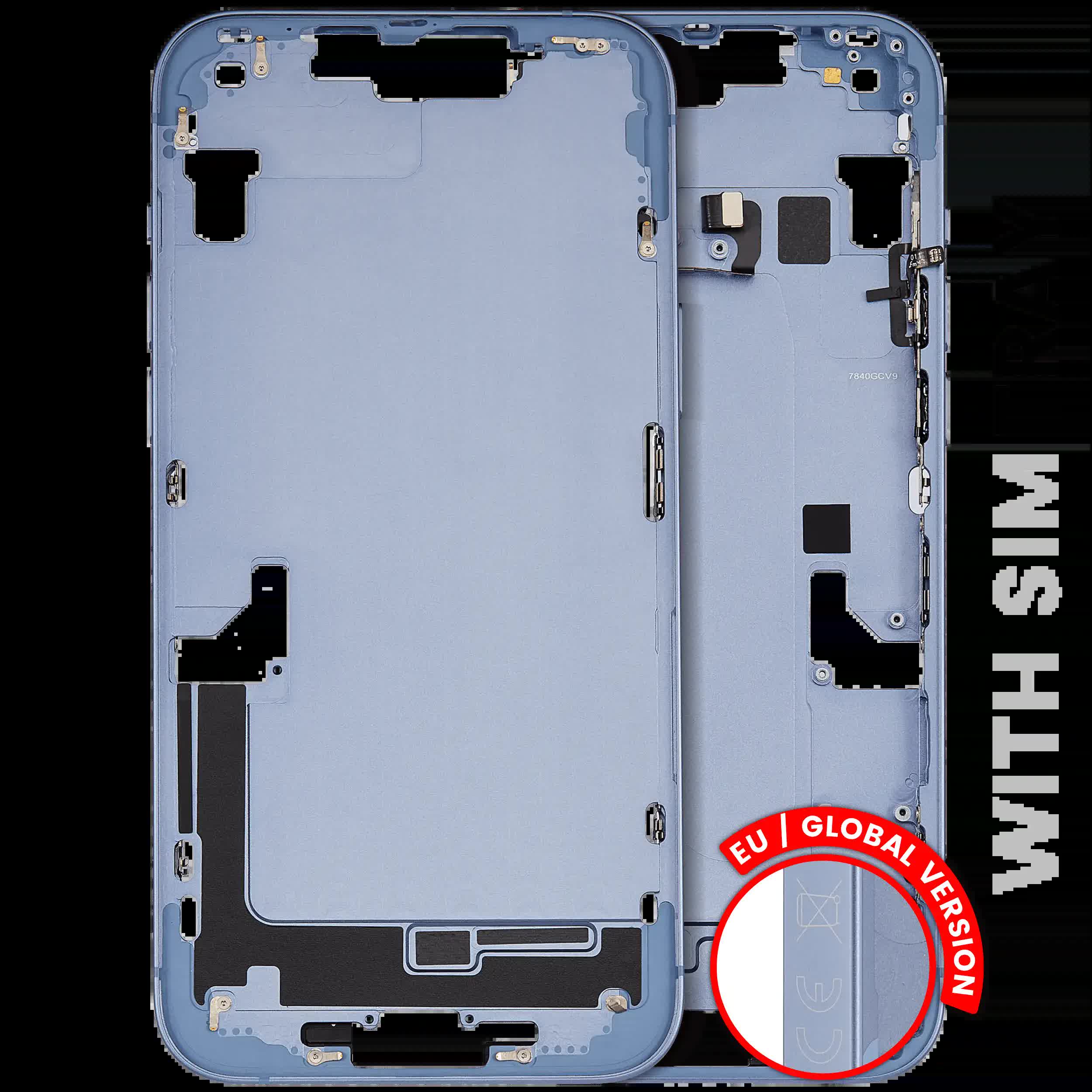 Mittelrahmen mit Kleinteilen für iPhone 14 Plus (EU / globale Version) (ausgebautes Originalteil: Grade B) (Blue (Blau))