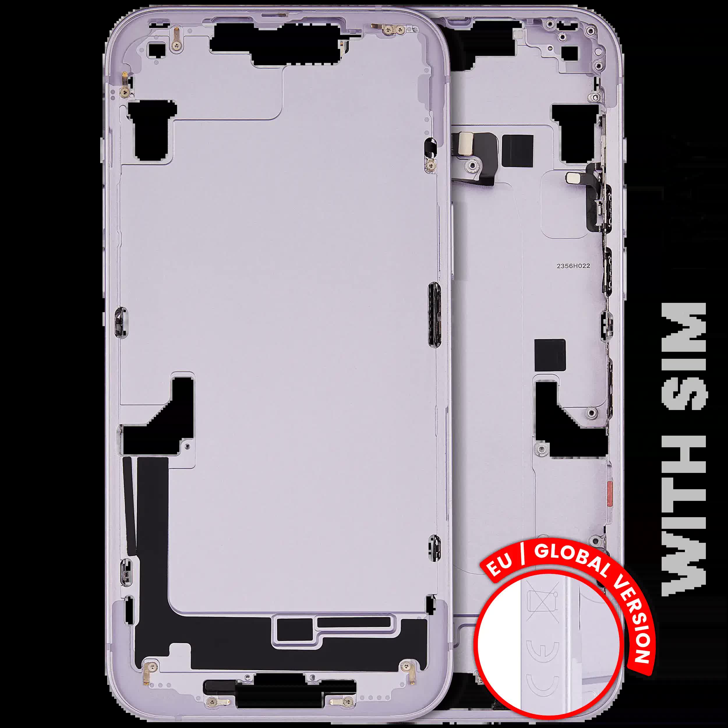 Mittelrahmen mit Kleinteilen für iPhone 14 Plus (EU / globale Version) (ausgebautes Originalteil: Grade C) (Purple (Violett))