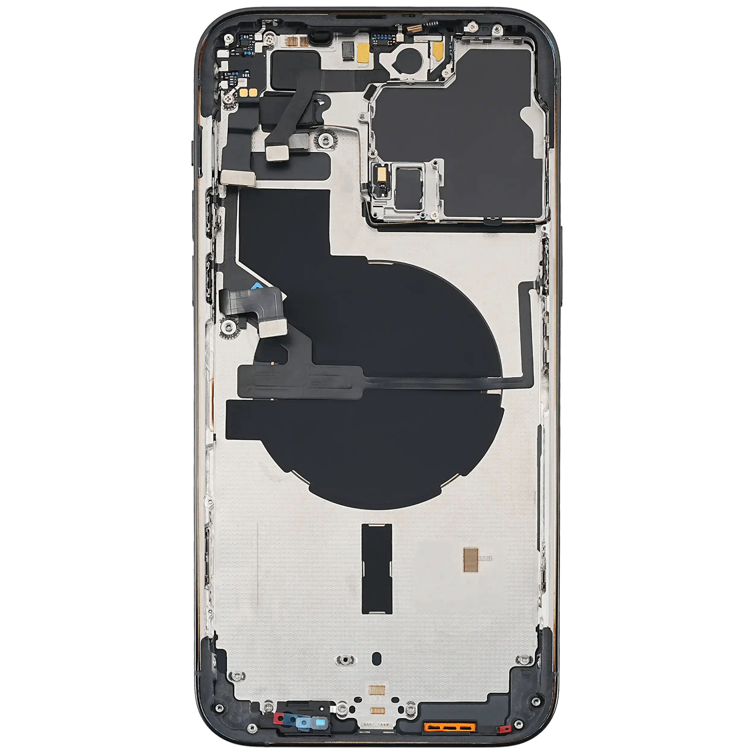 Rückgehäuse mit Kleinteilen für iPhone 14 Pro Max (EU / globale Version) (ausgebautes Originalteil: Grade B) (Space Black) – Bild 4