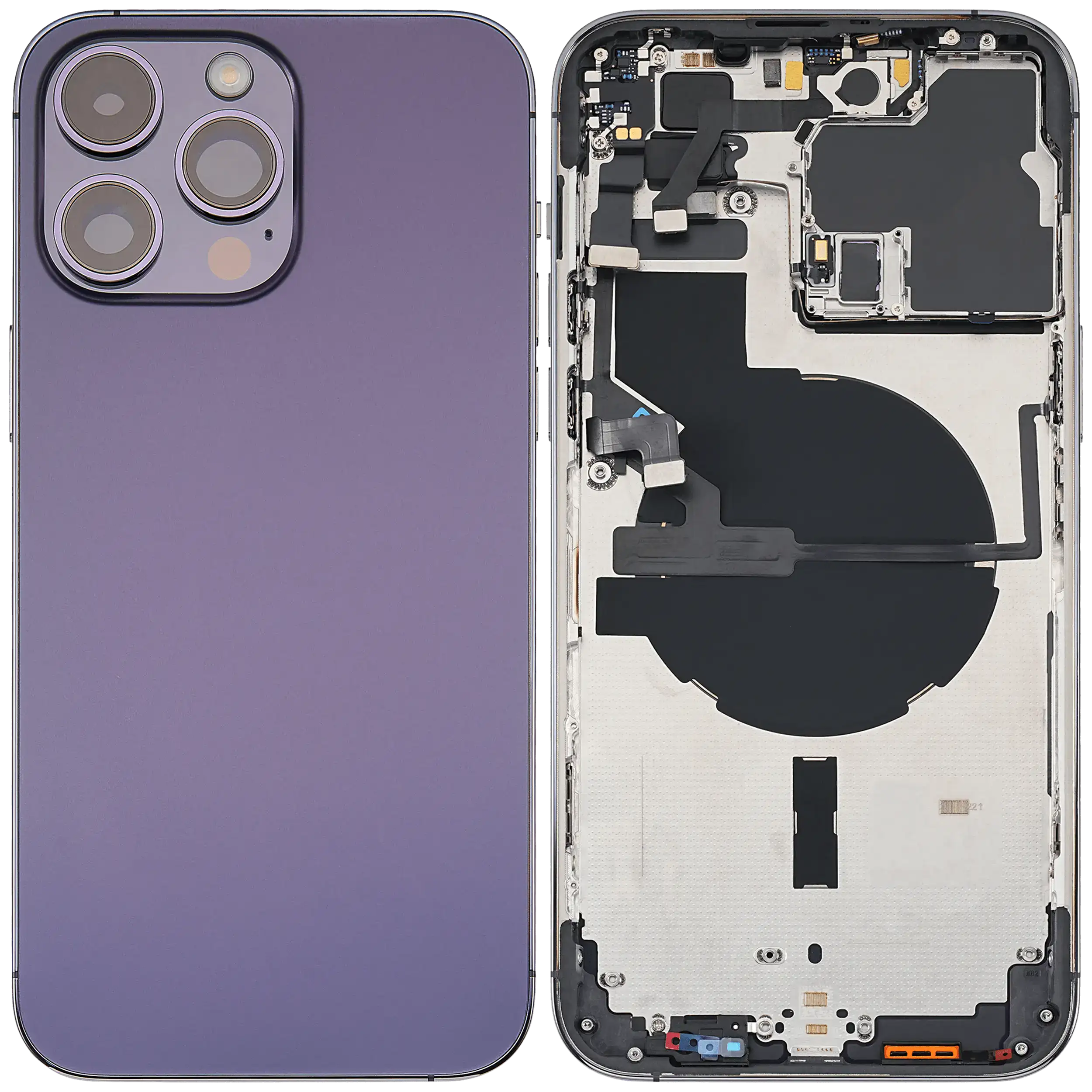 Rückgehäuse mit Kleinteilen für iPhone 14 Pro Max (EU / globale Version) (ausgebautes Originalteil: Grade C) (Deep Purple) – Bild 2