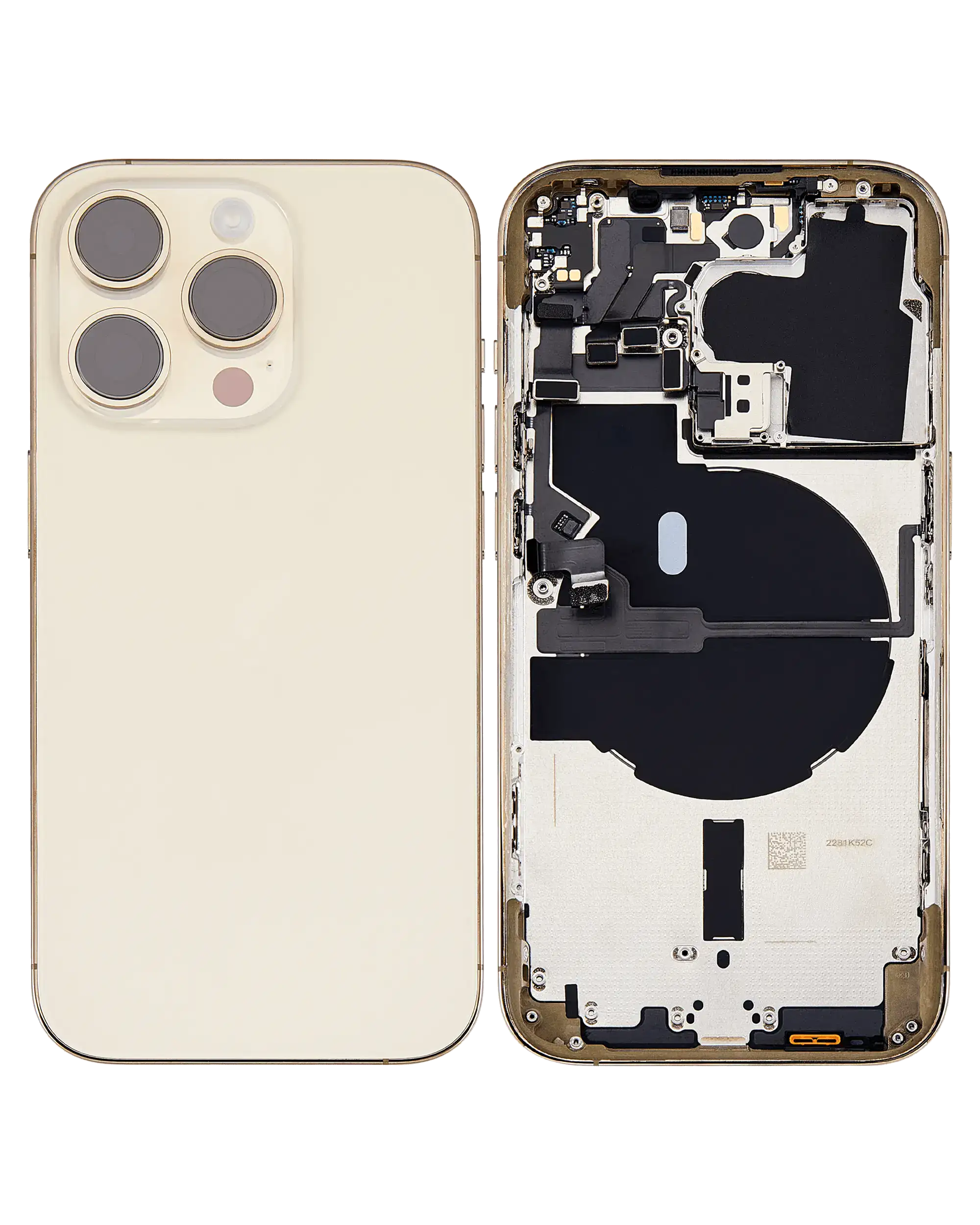 Rückgehäuse mit Kleinteilen für iPhone 14 Pro (EU / globale Version) (ausgebautes Originalteil: Grade B) (Gold) – Bild 2