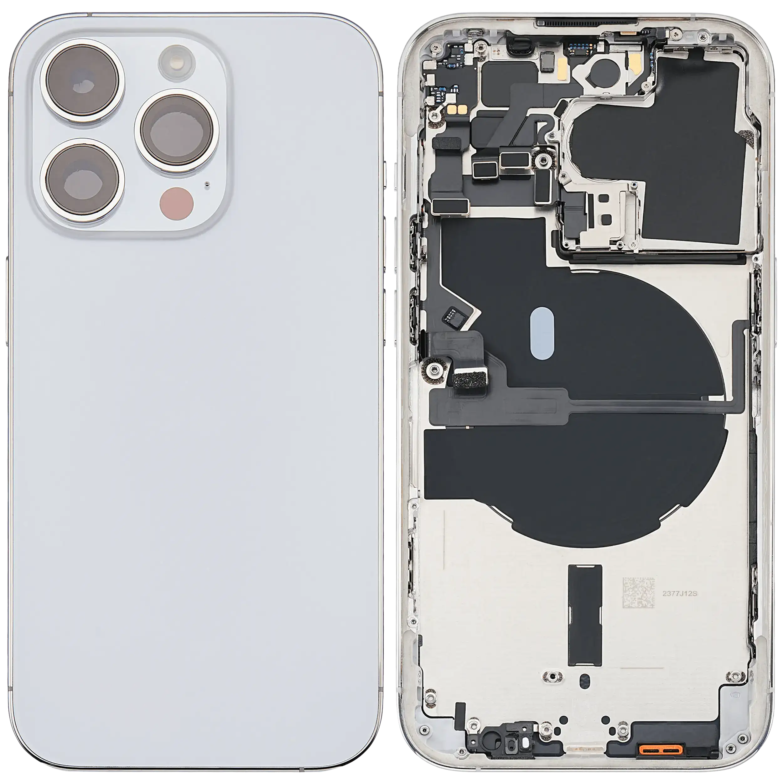 Rückgehäuse mit Kleinteilen für iPhone 14 Pro (EU / globale Version) (ausgebautes Originalteil: Grade B) (Silver (Silber)) – Bild 2