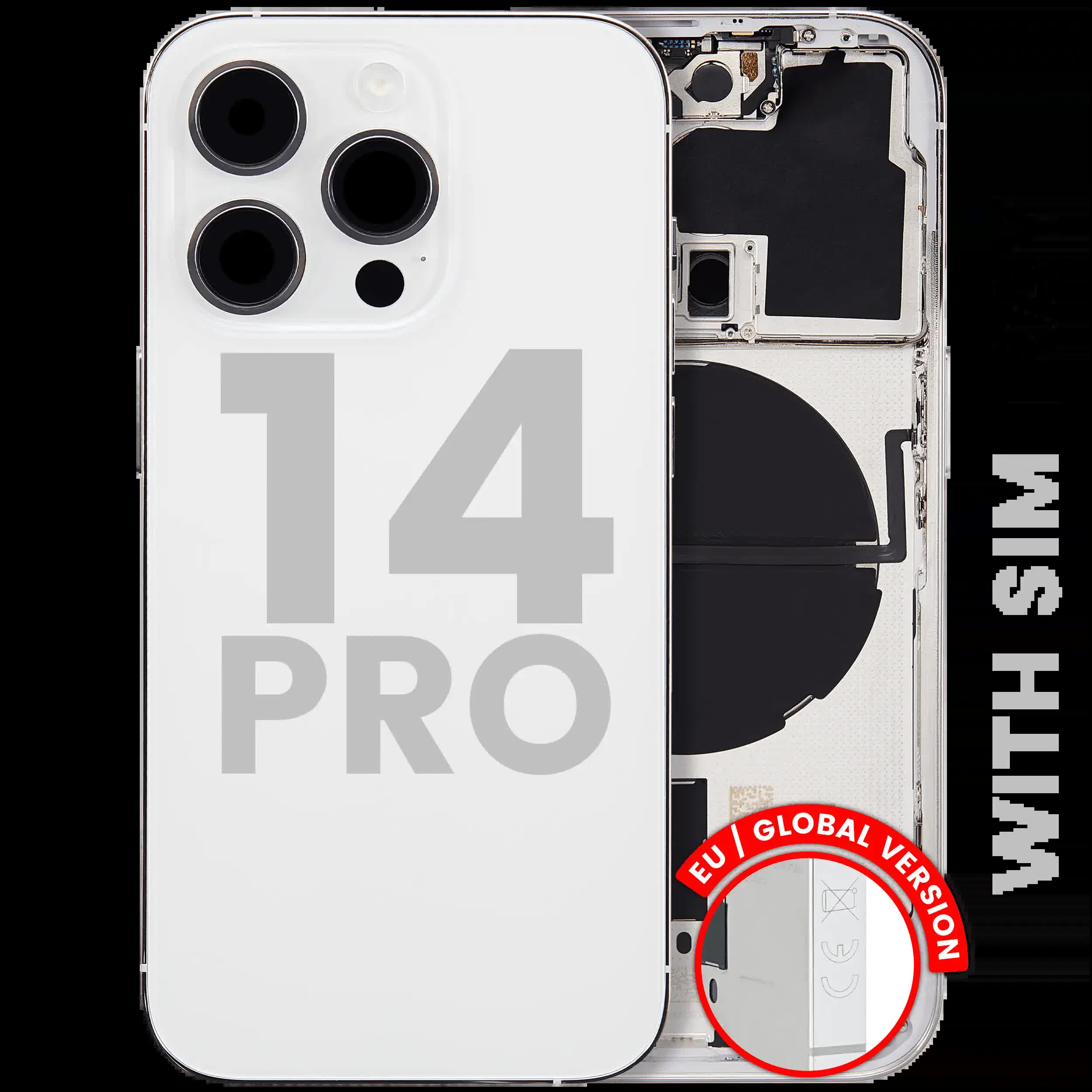 Rückgehäuse mit Kleinteilen für iPhone 14 Pro (EU / globale Version) (ausgebautes Originalteil: Grade B) (Silver (Silber))