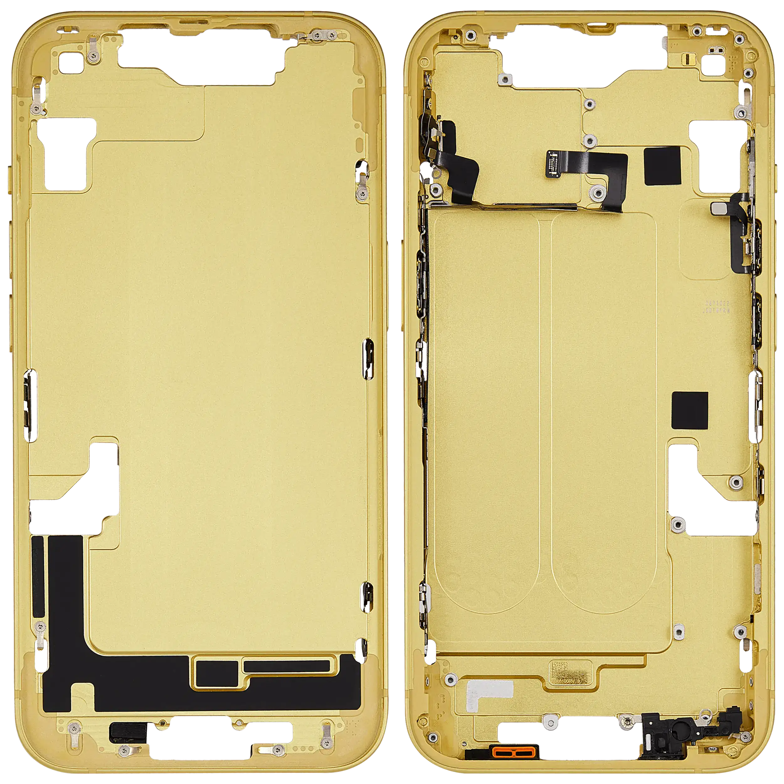 Mittelrahmen mit Kleinteilen für iPhone 14 (EU / globale Version) (ausgebautes Originalteil: Grade B) (Yellow) – Bild 2