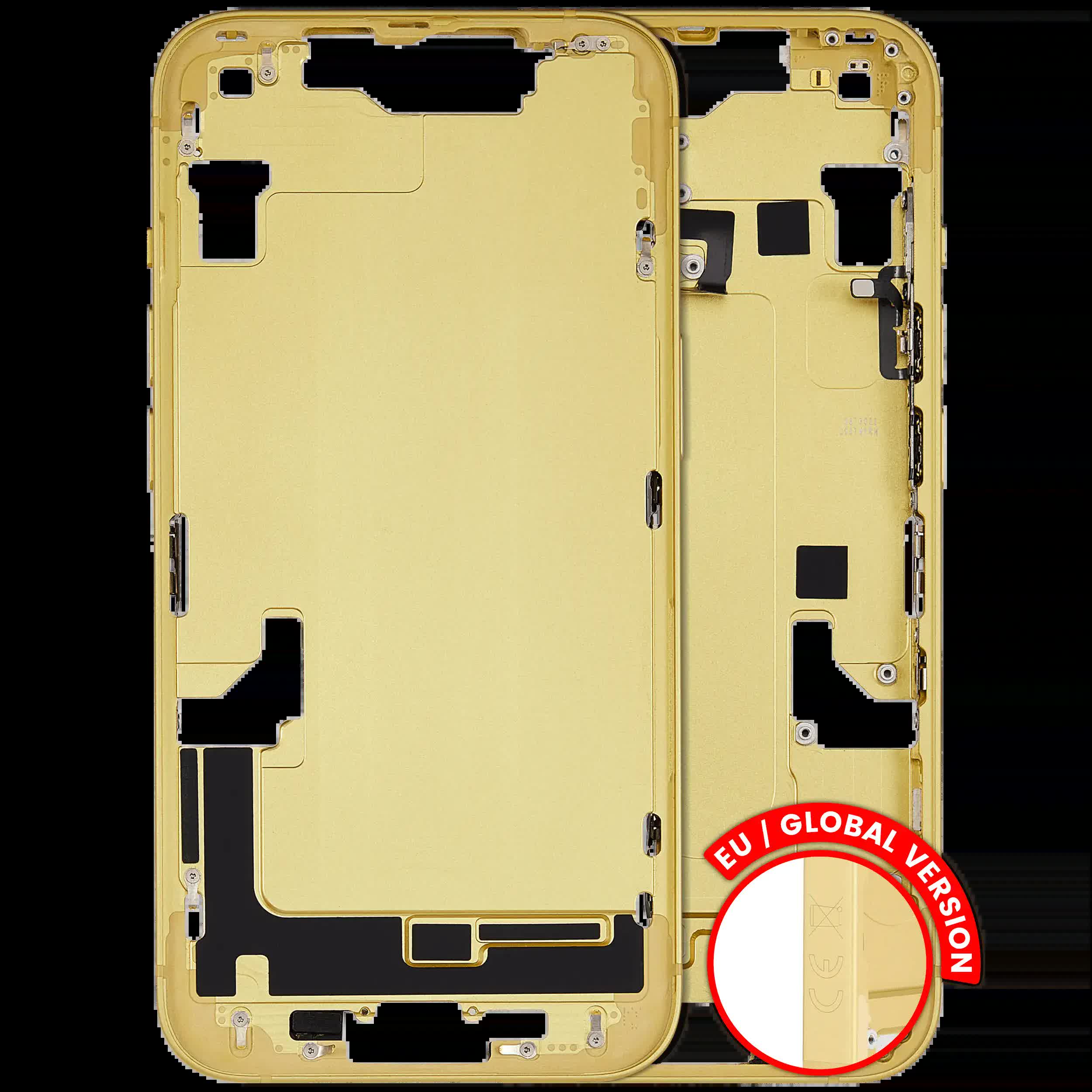 Mittelrahmen mit Kleinteilen für iPhone 14 (EU / globale Version) (ausgebautes Originalteil: Grade B) (Yellow)