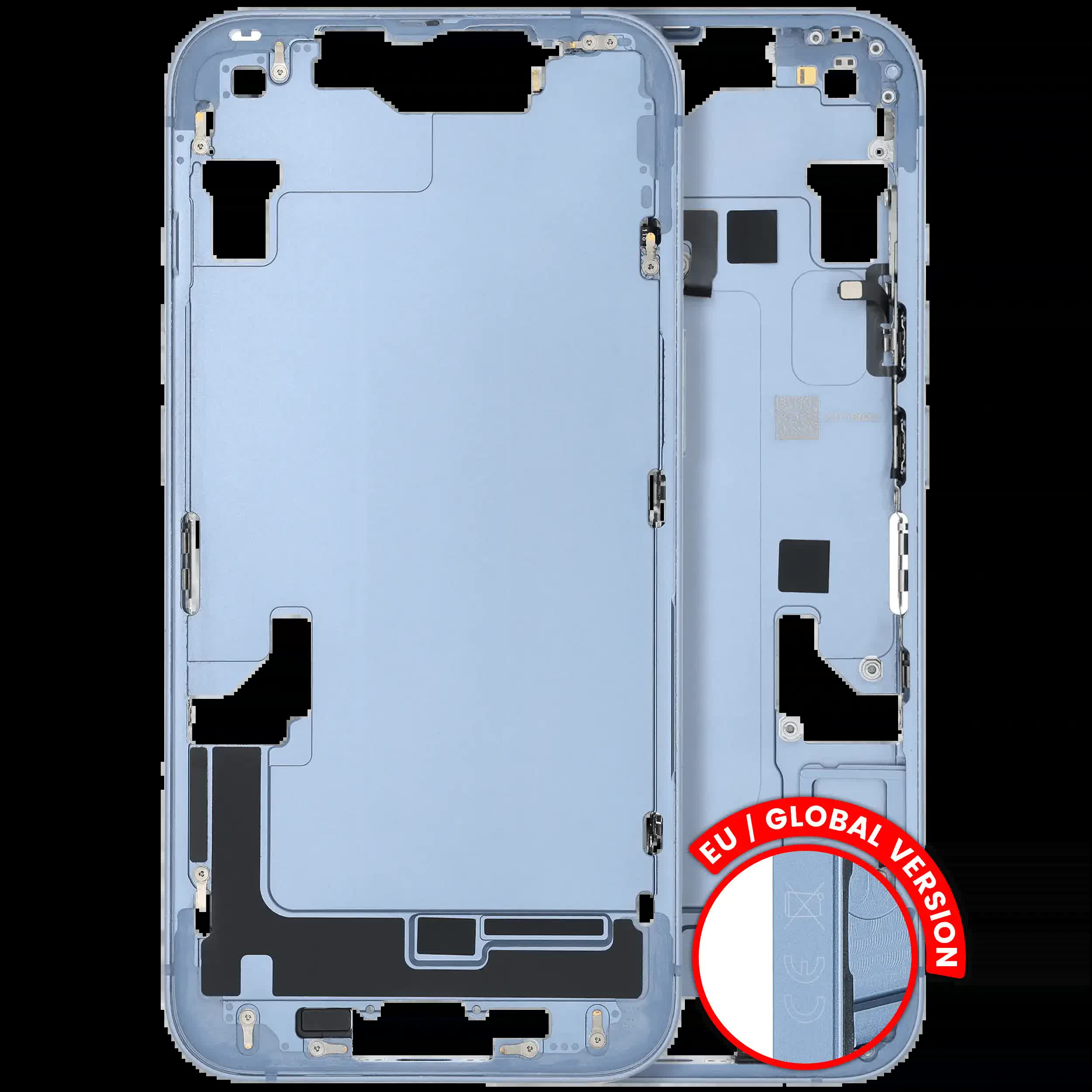 Mittelrahmen mit Kleinteilen für iPhone 14 (EU / globale Version) (ausgebautes Originalteil: Grade B) (Blue (Blau))