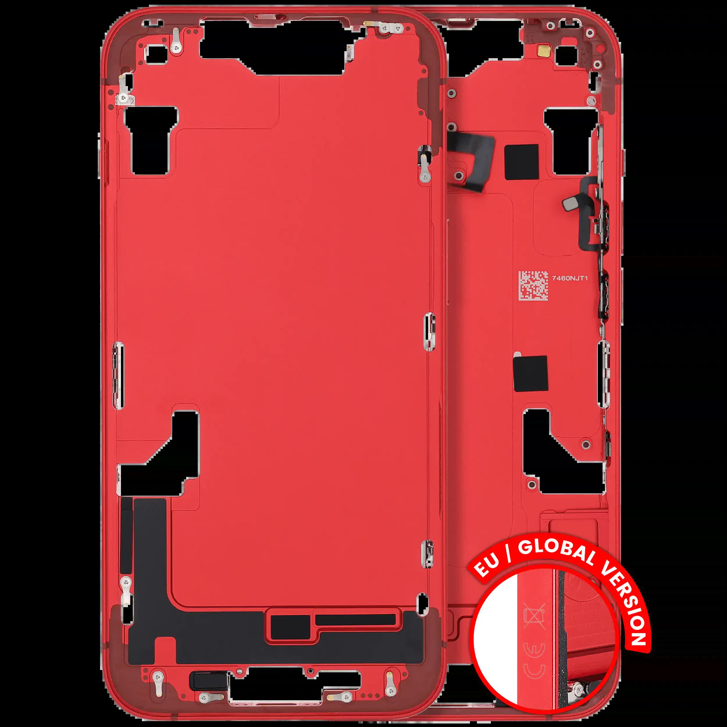 Mittelrahmen mit Kleinteilen für iPhone 14 (EU / globale Version) (ausgebautes Originalteil: Grade B) (Red (Rot))