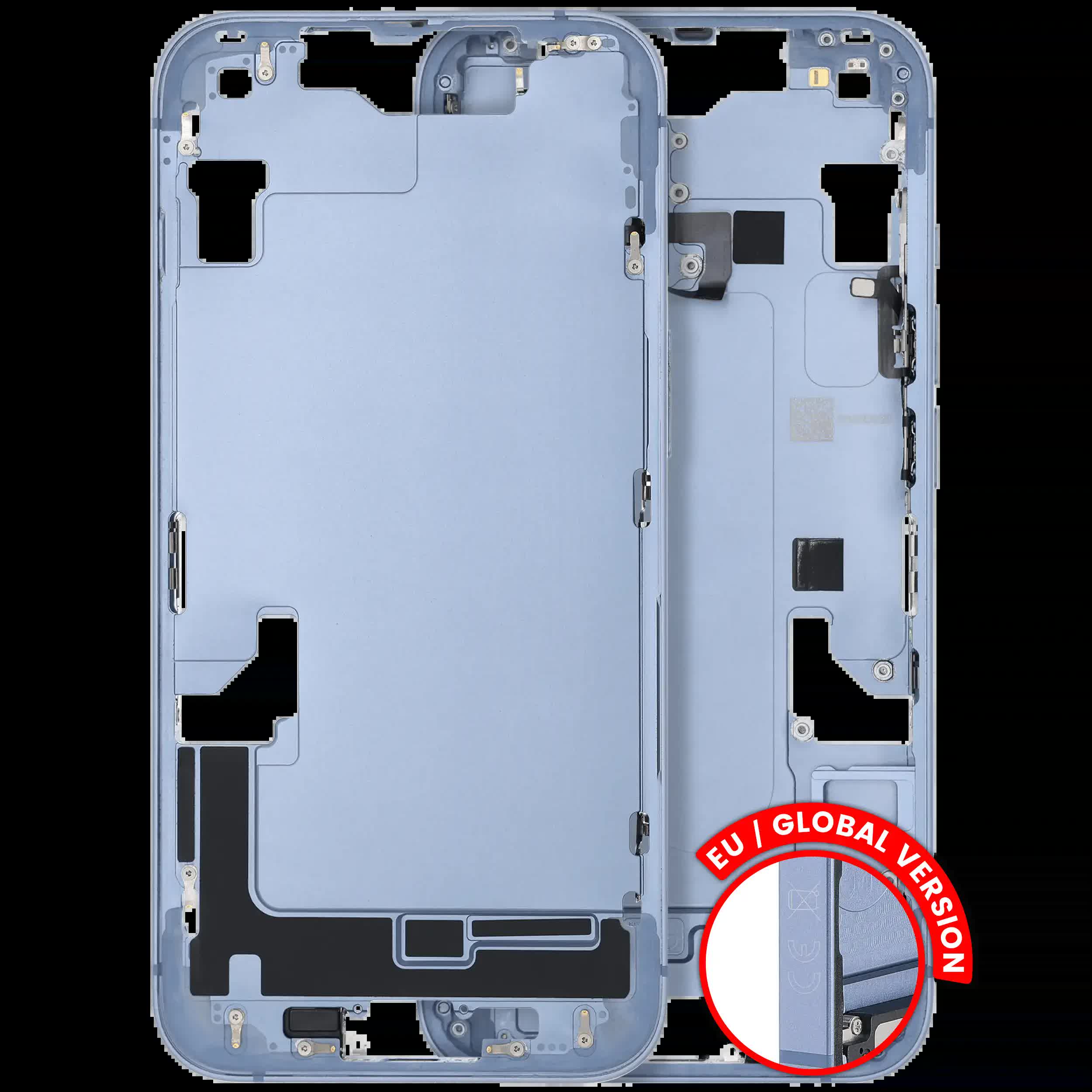 Mittelrahmen mit Kleinteilen für iPhone 14 (EU / globale Version) (ausgebautes Originalteil: Grade C) (Blue (Blau))