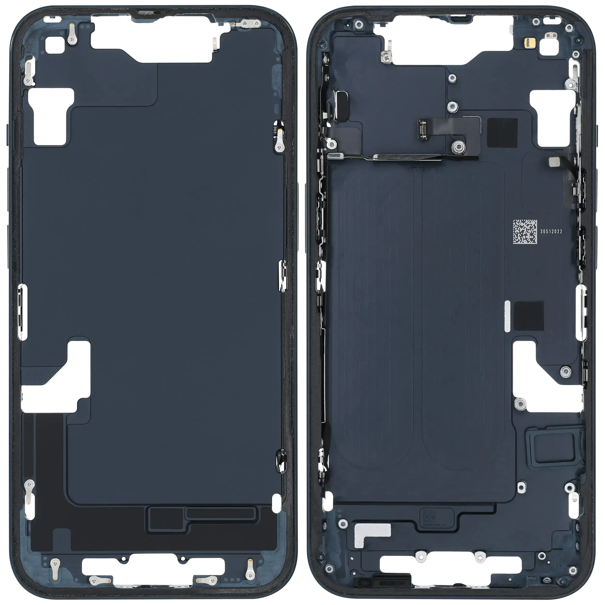 Mittelrahmen mit Kleinteilen für iPhone 14 (EU / globale Version) (ausgebautes Originalteil: Grade C) (Midnight) – Bild 2