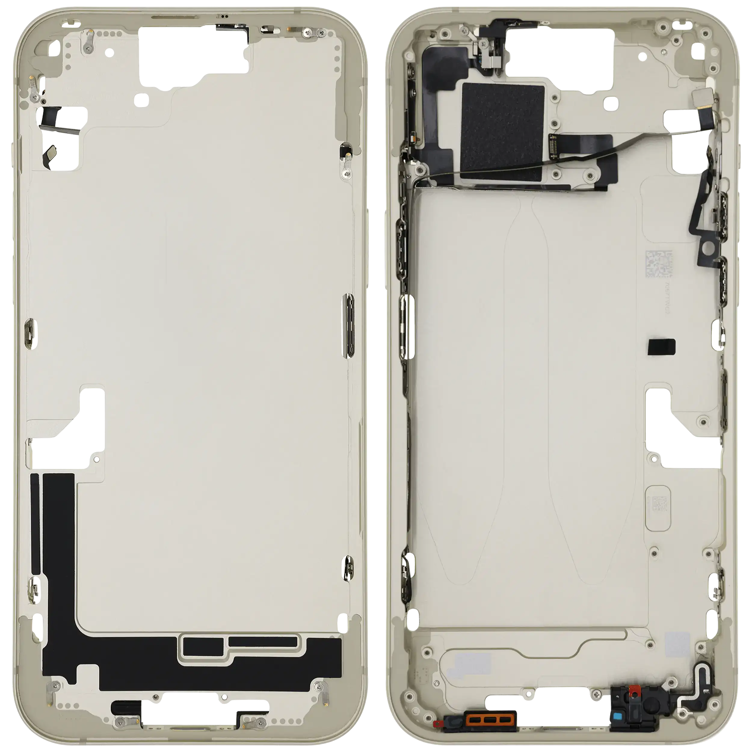 Mittelrahmen mit Kleinteilen für iPhone 15 Plus (US-Version) (ausgebautes Originalteil: Grade B) (Yellow) – Bild 2