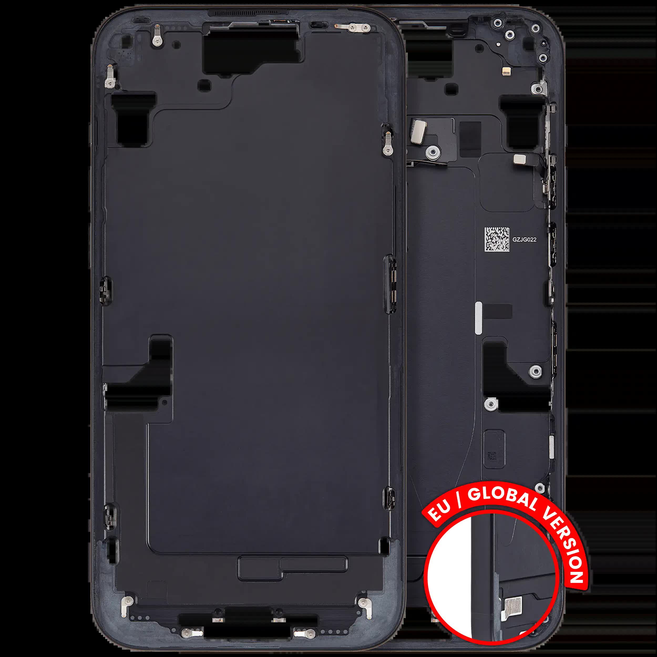 Mittelrahmen mit Kleinteilen für iPhone 15 Plus (EU / globale Version) (ausgebautes Originalteil: Grade B) (Black (Schwarz))
