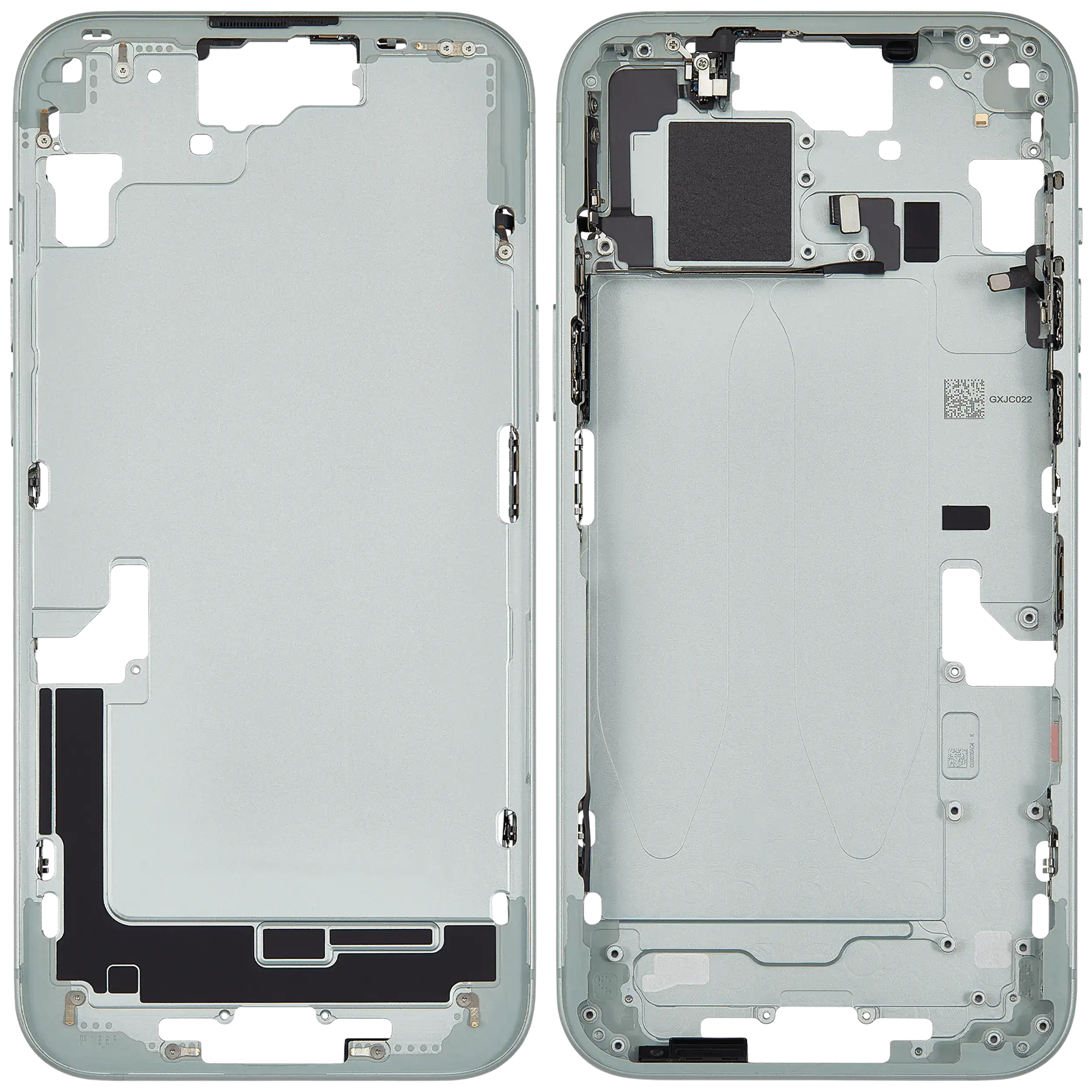 Mittelrahmen mit Kleinteilen für iPhone 15 Plus (EU / globale Version) (ausgebautes Originalteil: Grade B) (Green (Grün)) – Bild 2